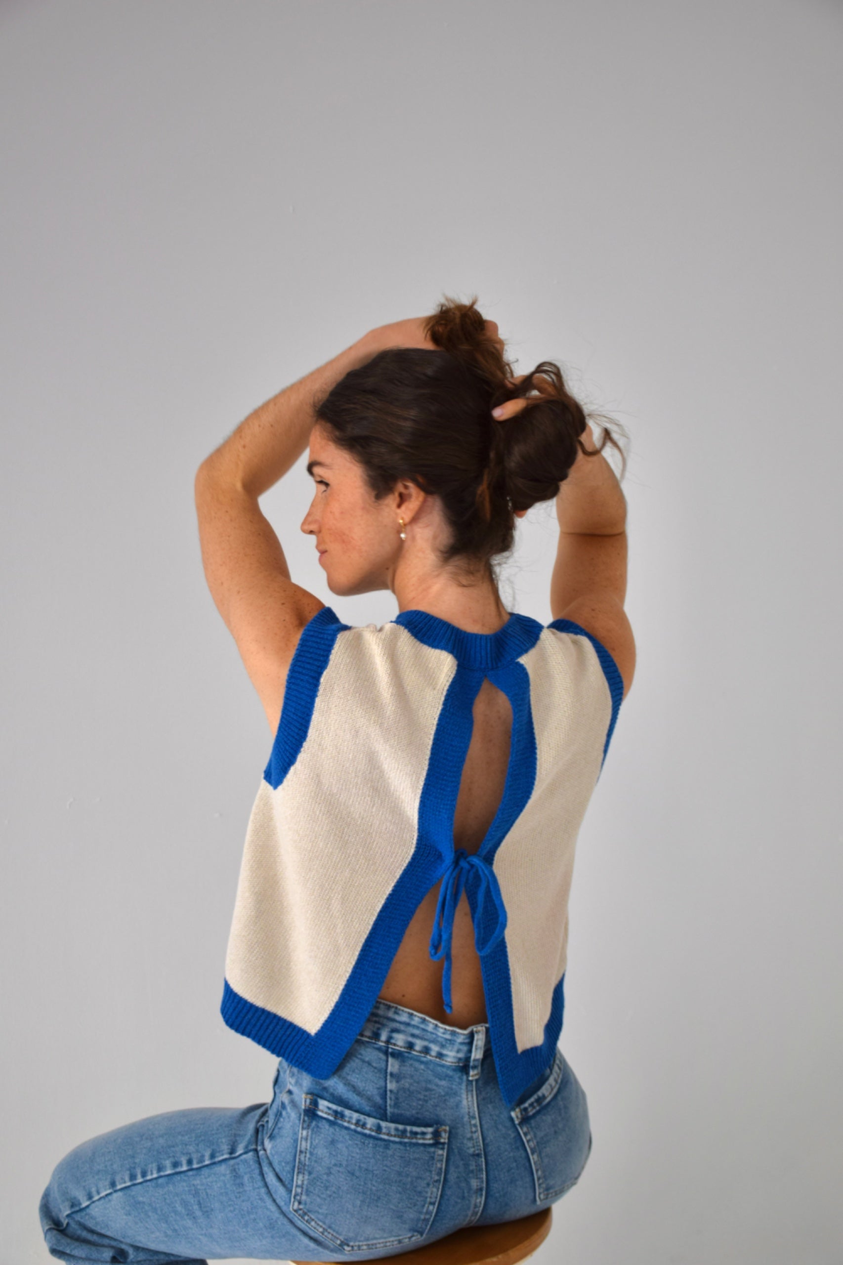 Laila White and Blue Top