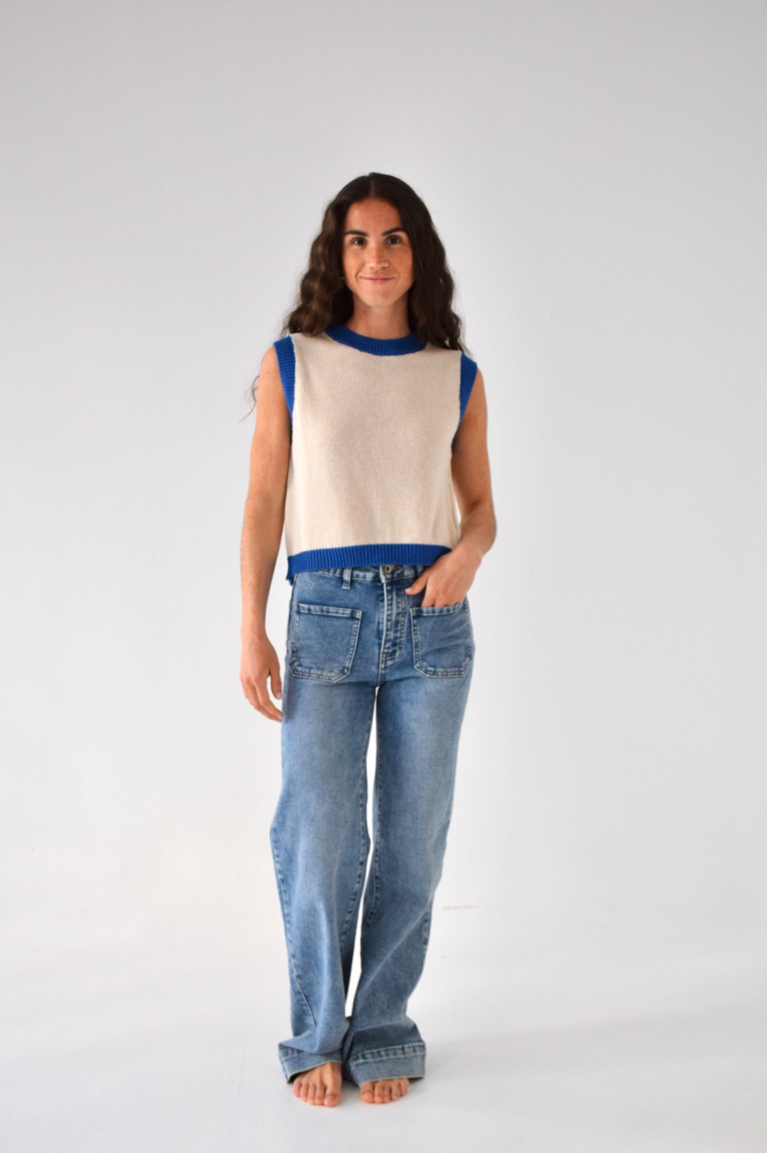 Laila White and Blue Top