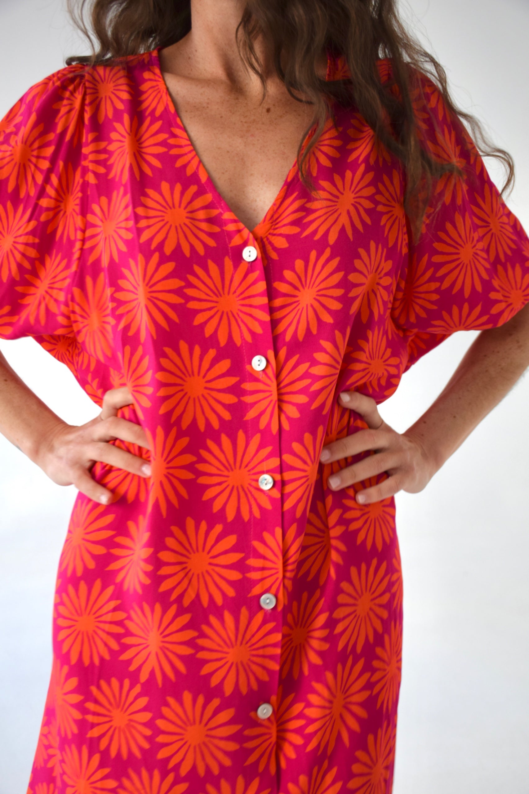 Vestido Mica Flores Rosa