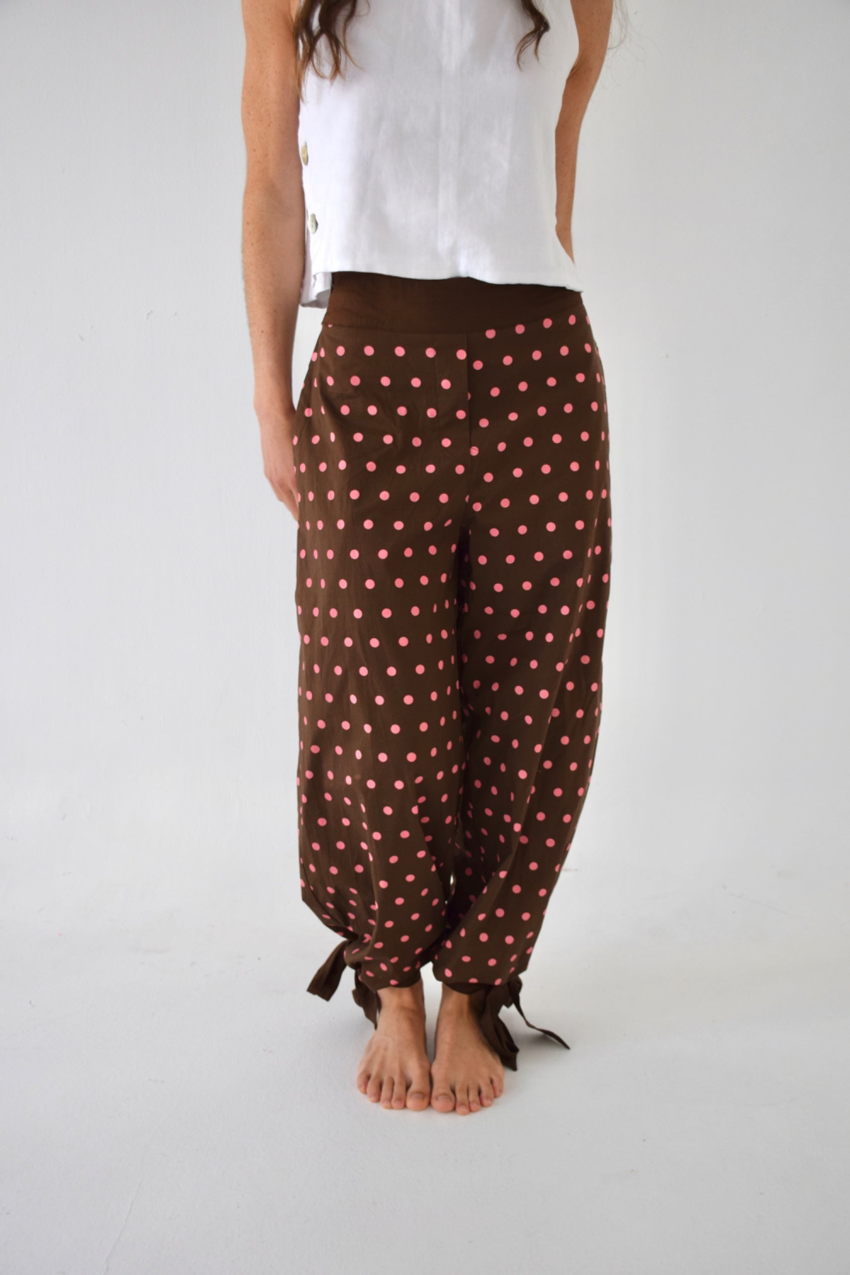 Pantalón Lia Topos Marrón y Rosa