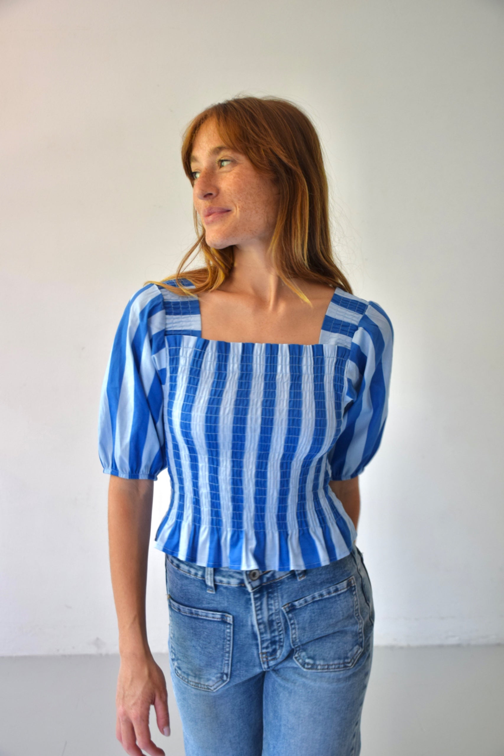 Blue Striped Beth Top