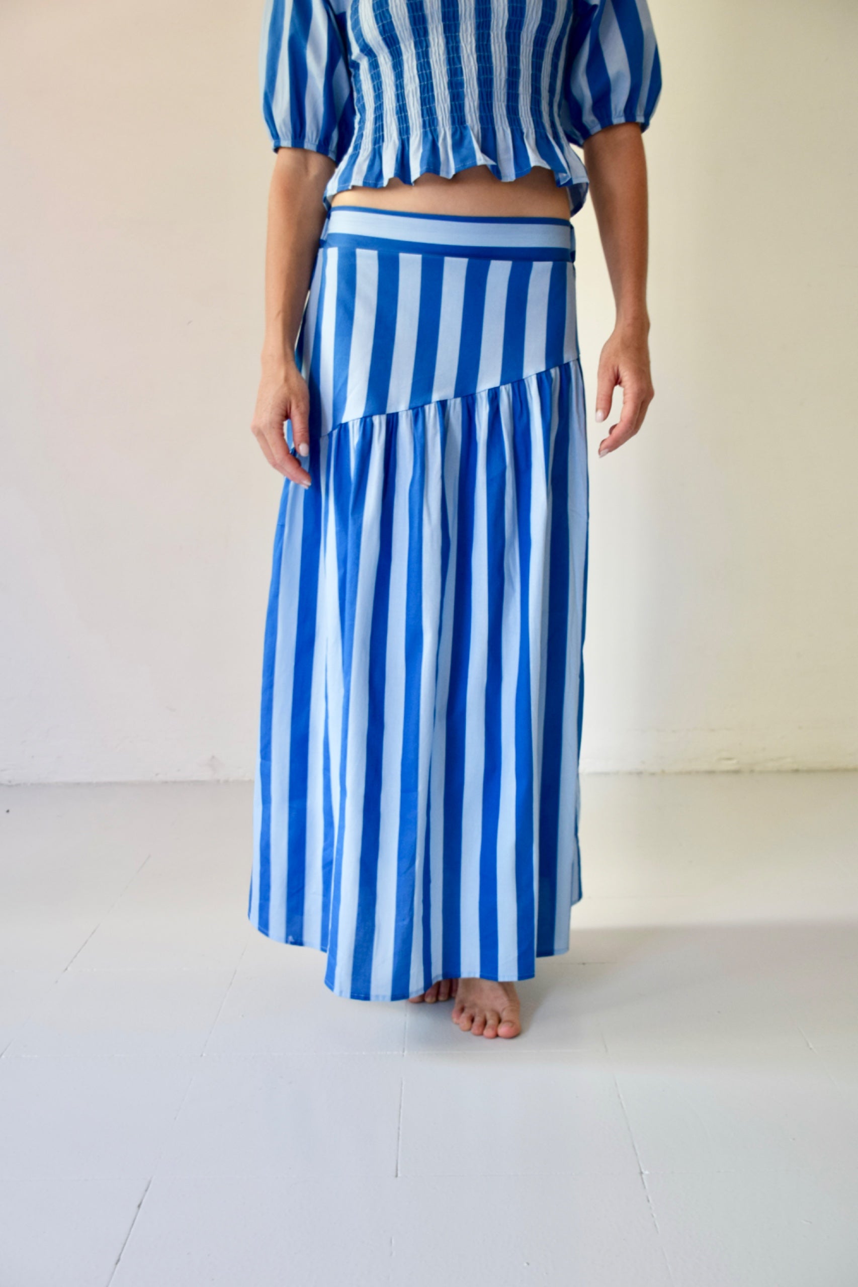 Beth Blue Striped Skirt
