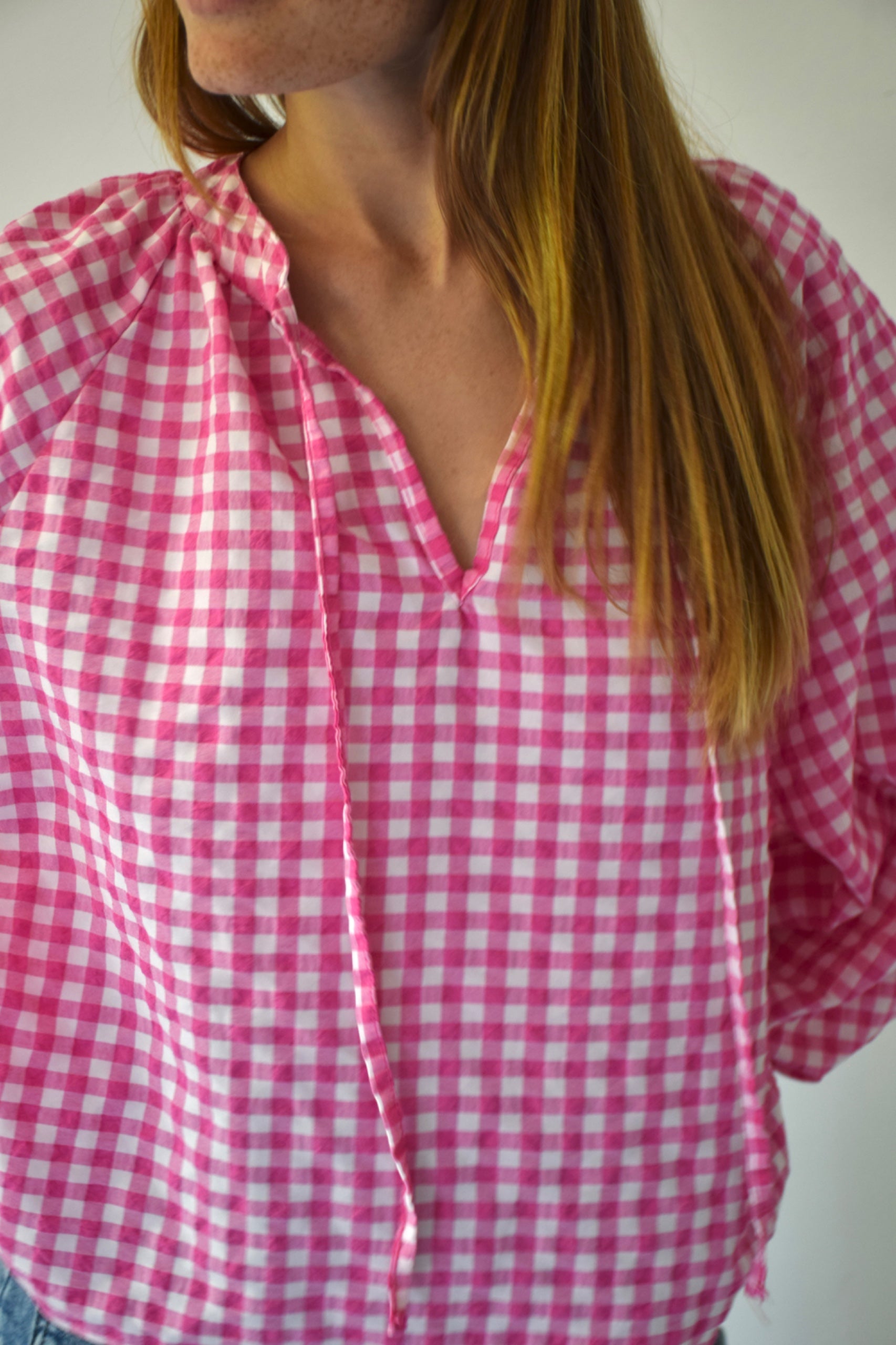 Matilde Vichy Fuchsia Blouse