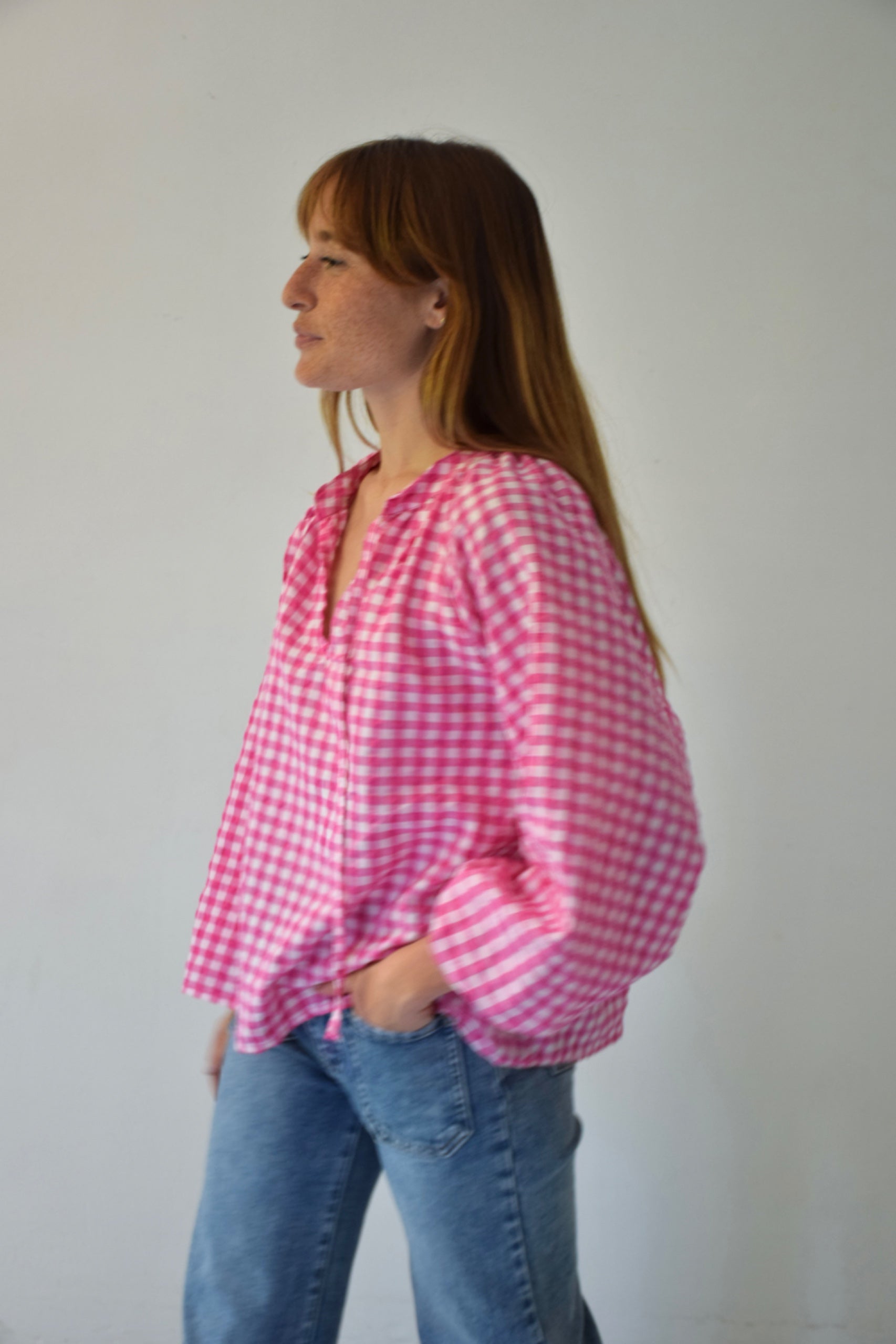 Matilde Vichy Fuchsia Blouse
