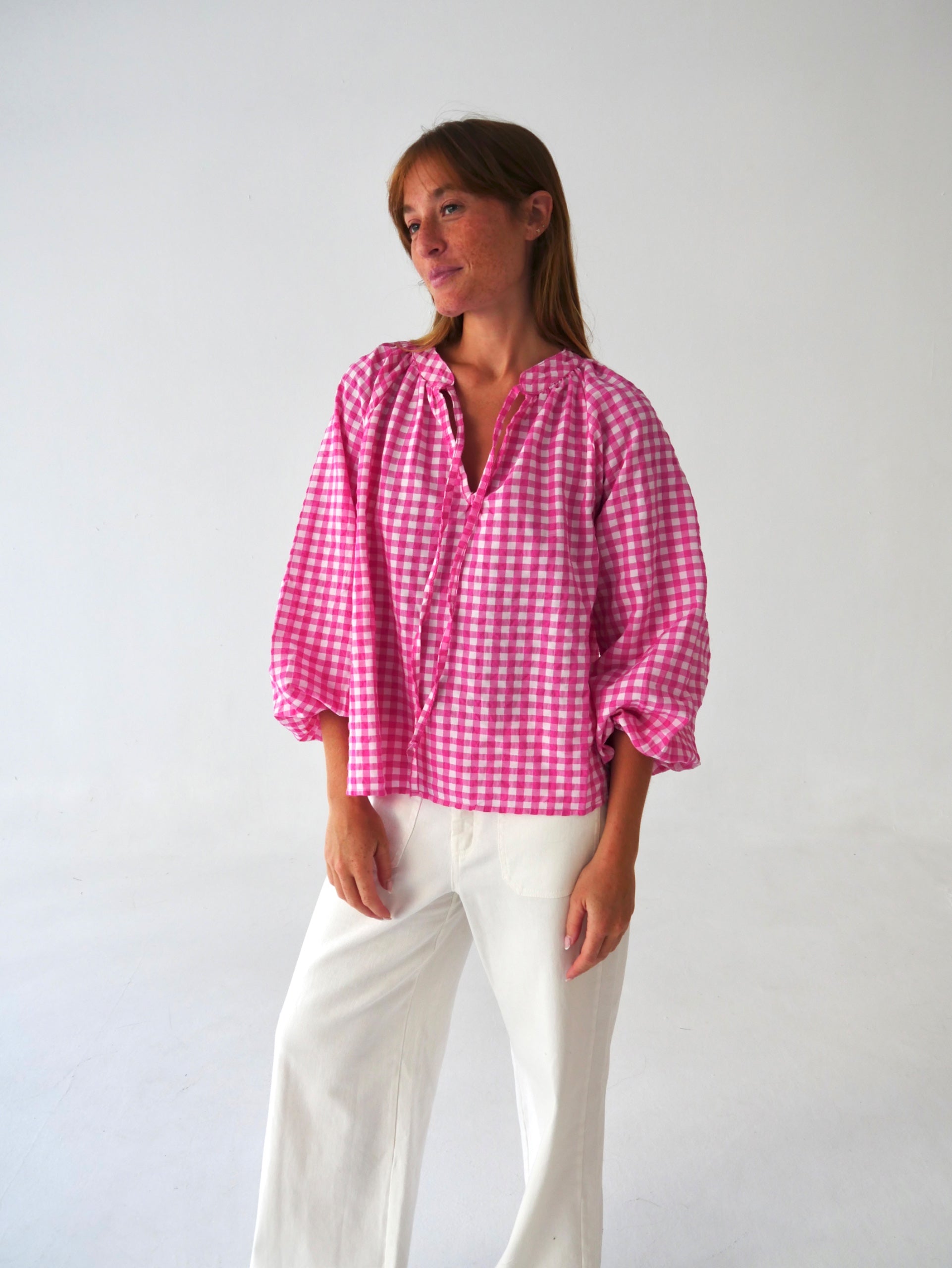 Blusa Matilde Vichy Fucsia