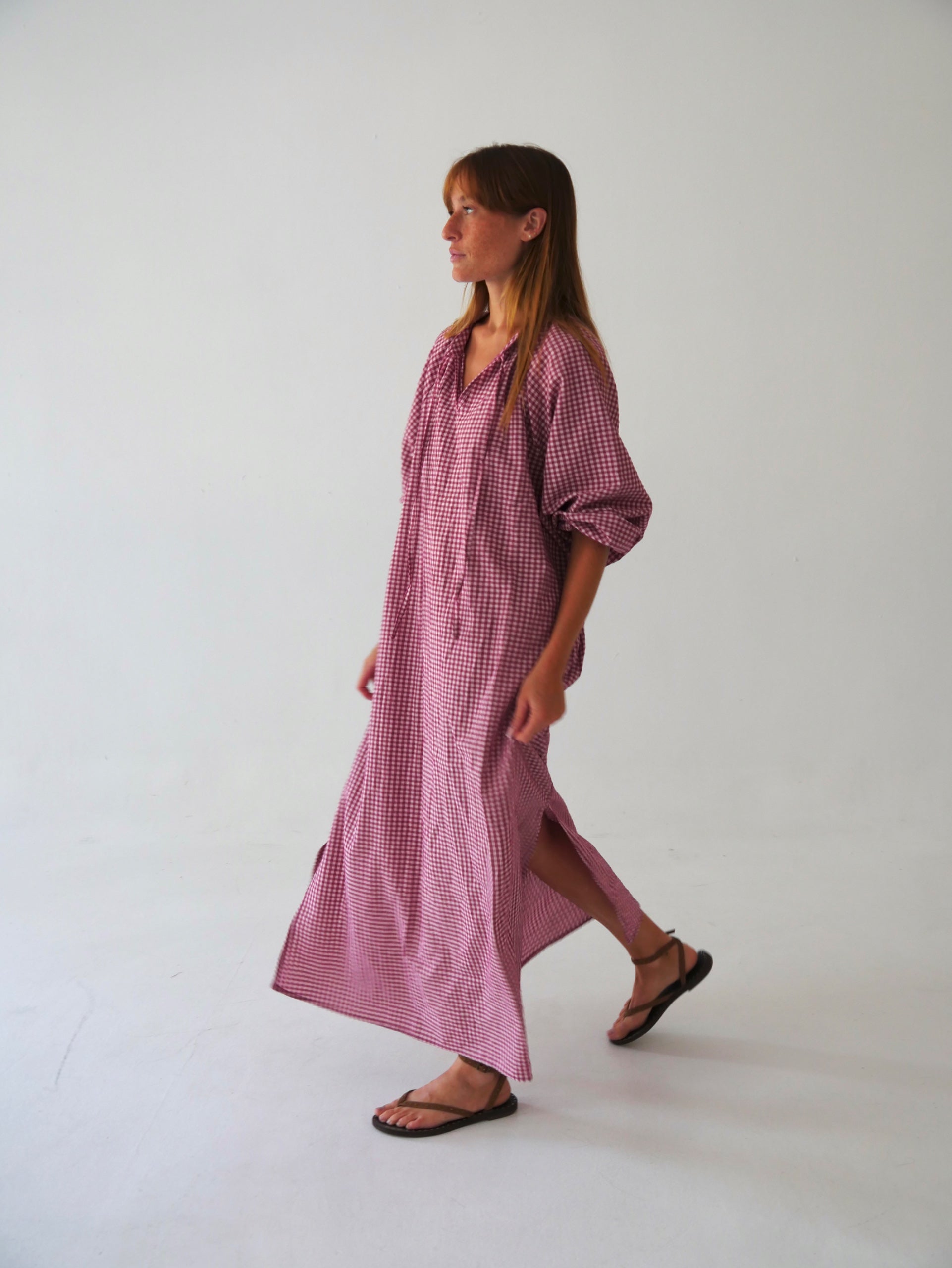 Vestido Matilde Vichy Burgundy