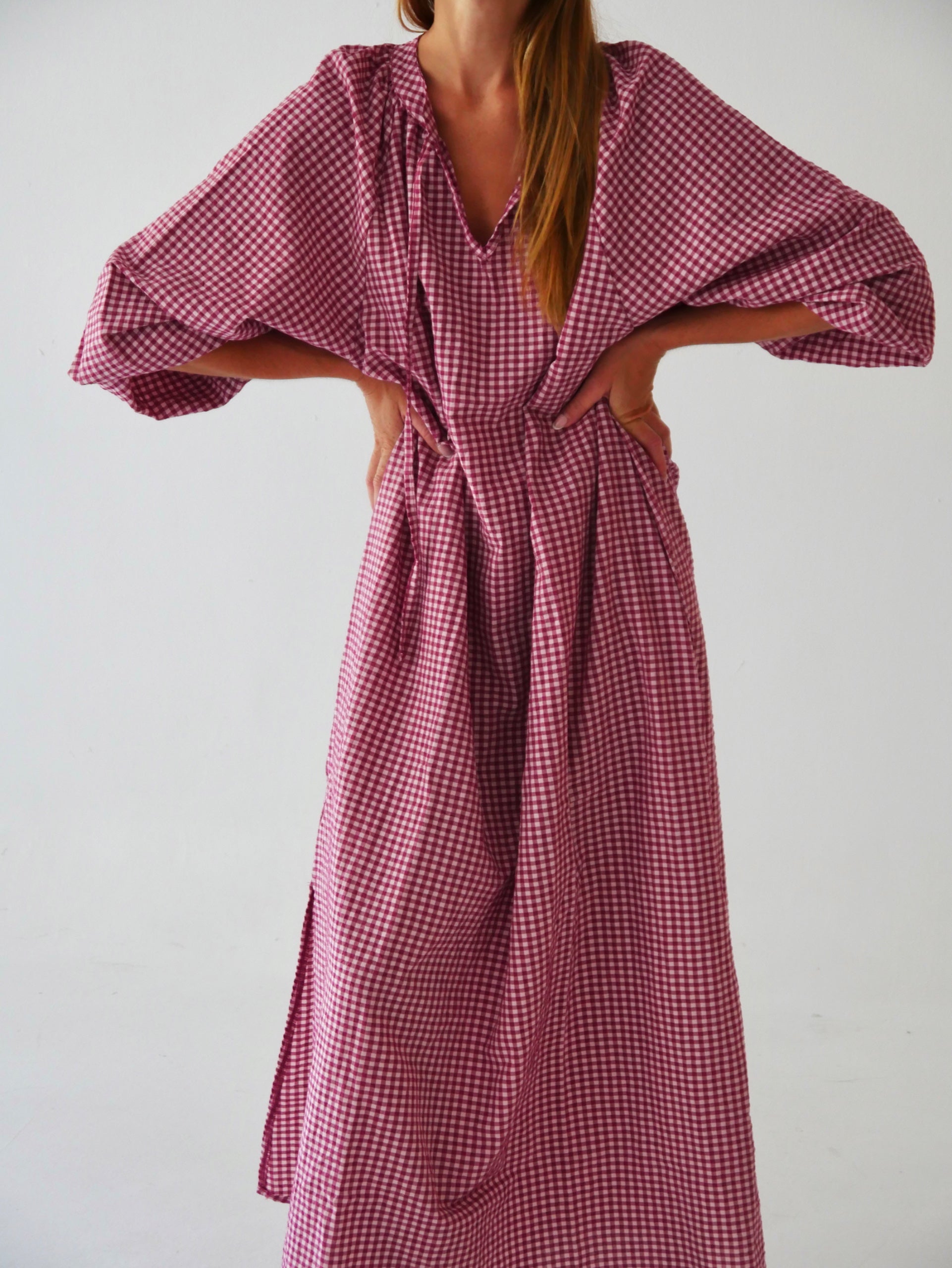 Vestido Matilde Vichy Burgundy