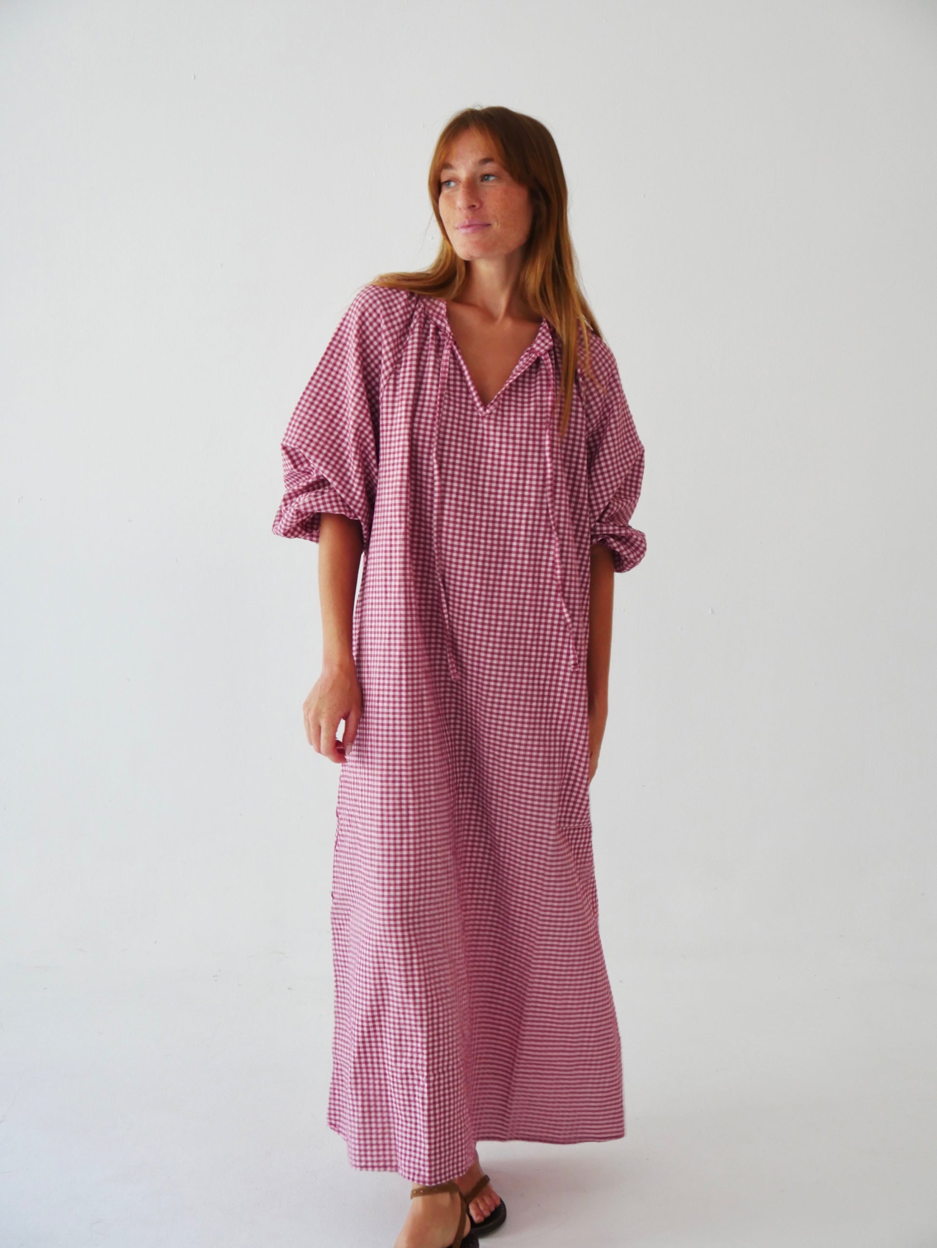 Vestido Matilde Vichy Burgundy