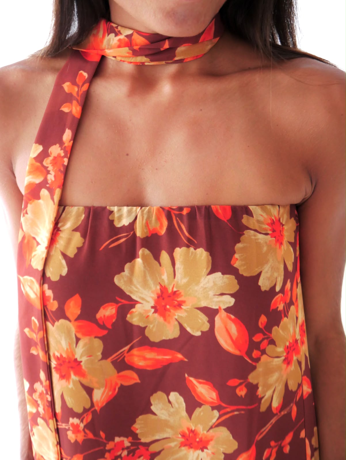 Vestido Sara Flores Marrón