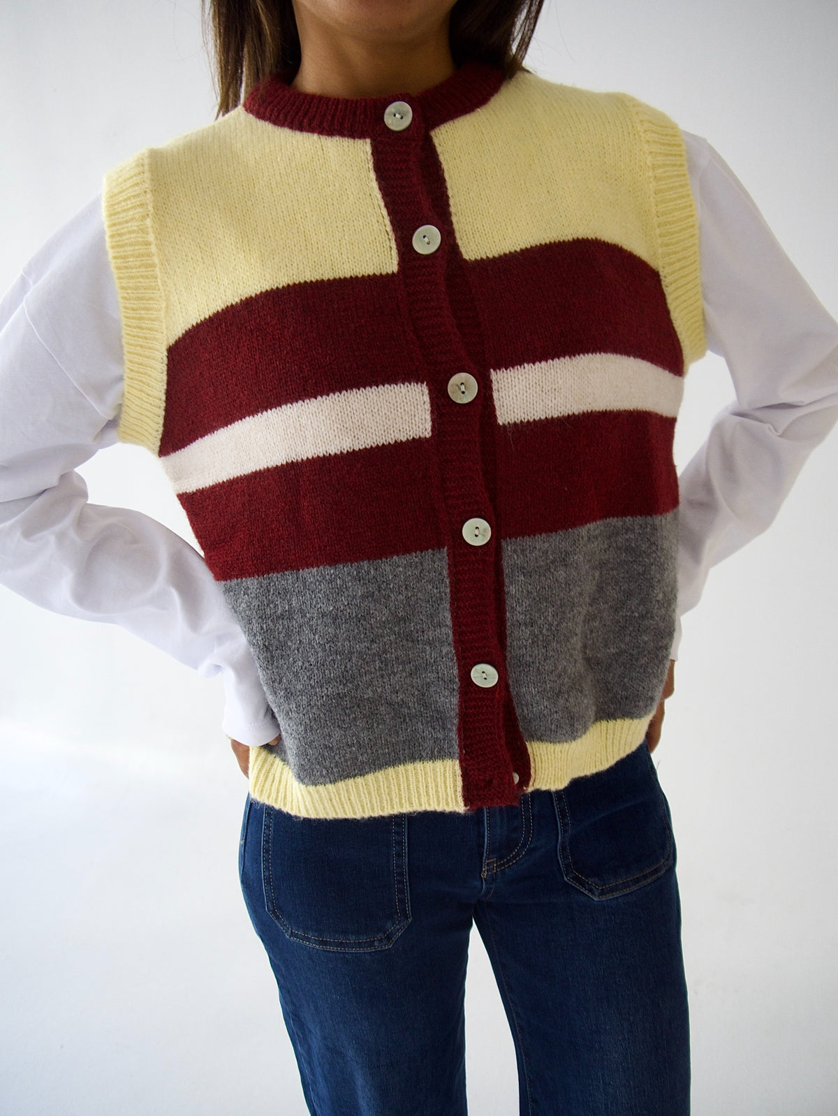 Emilia Yellow and Burgundy Vest