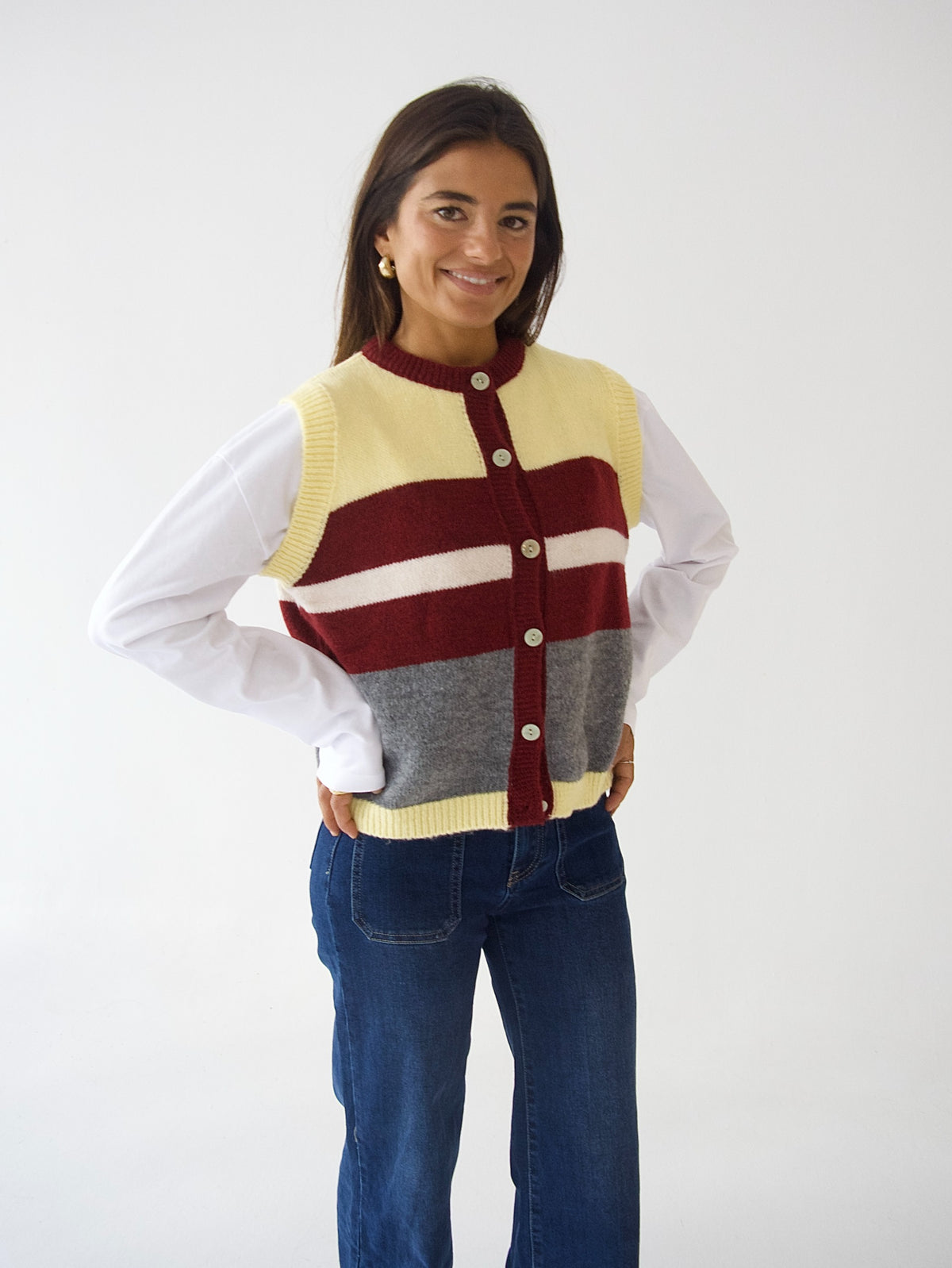 Emilia Yellow and Burgundy Vest