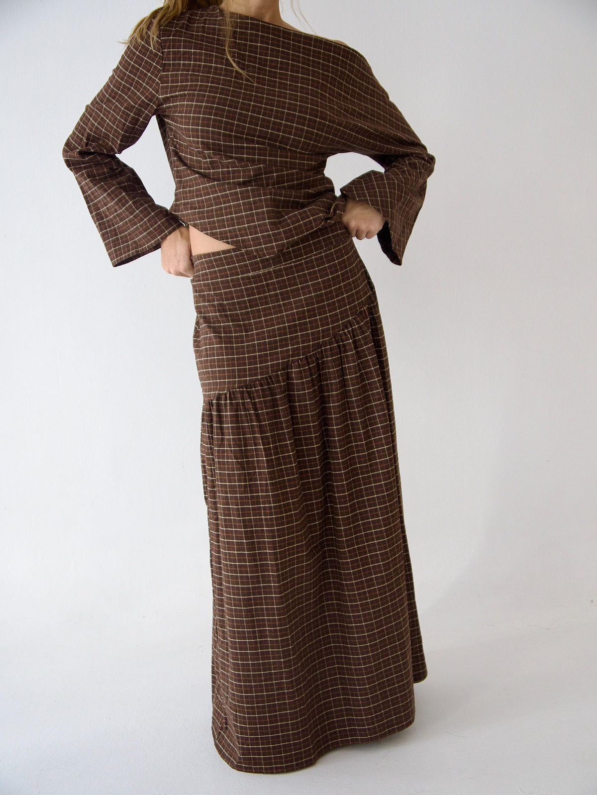 Beth Plaid Brown Skirt
