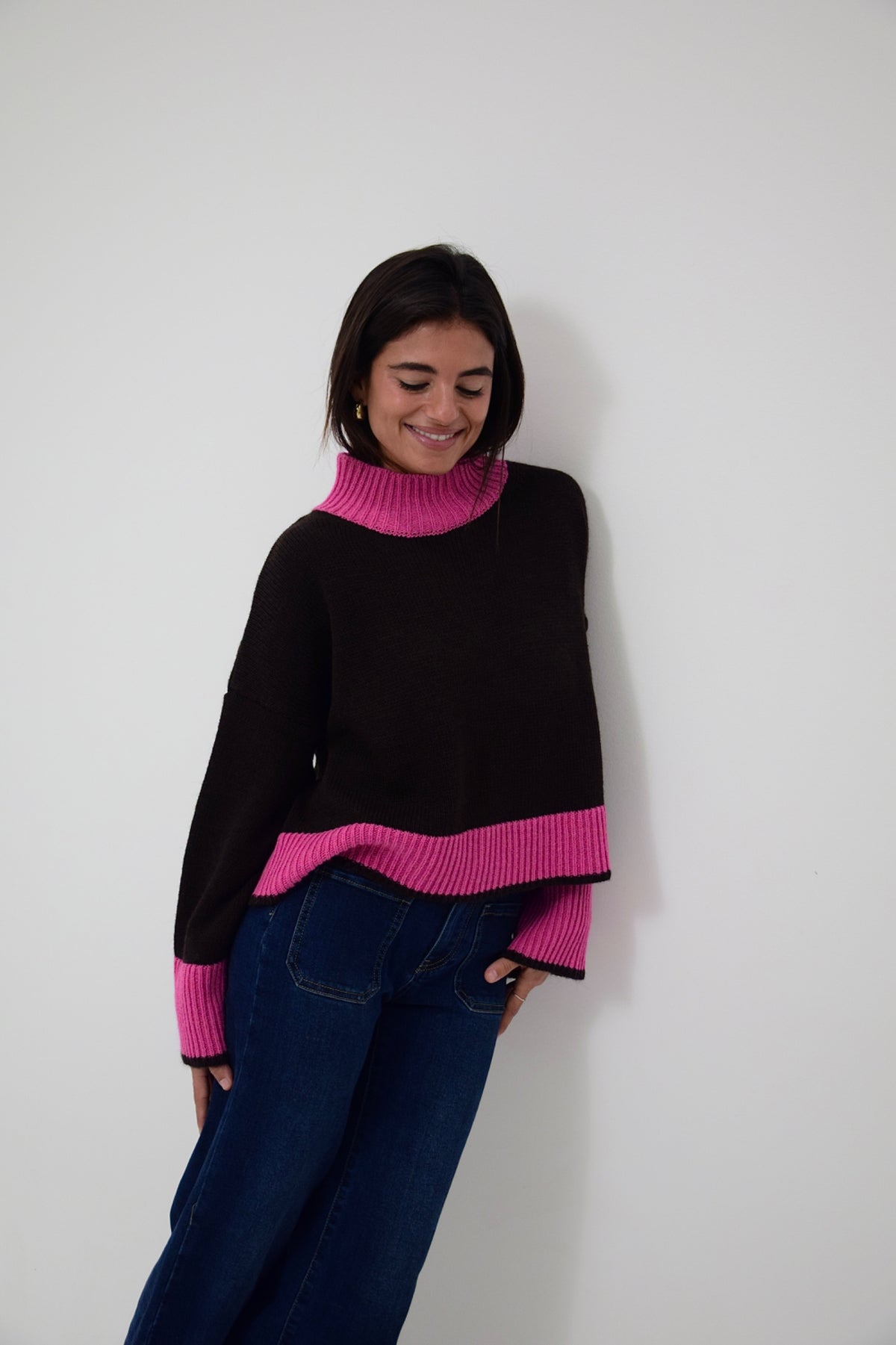 Jersey Bruna Marrón y Rosa