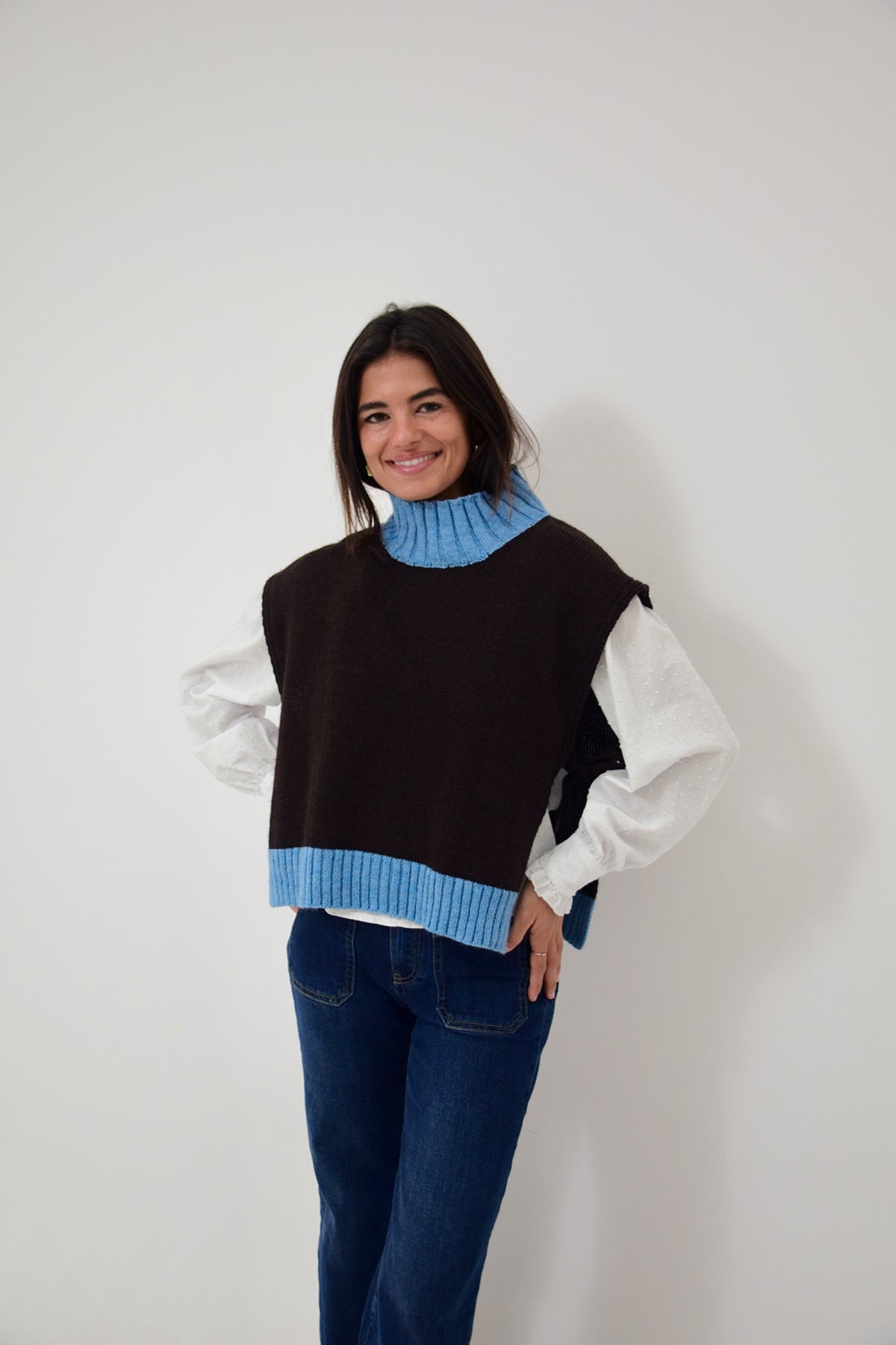 Chaleco Bruna Marrón y Azul