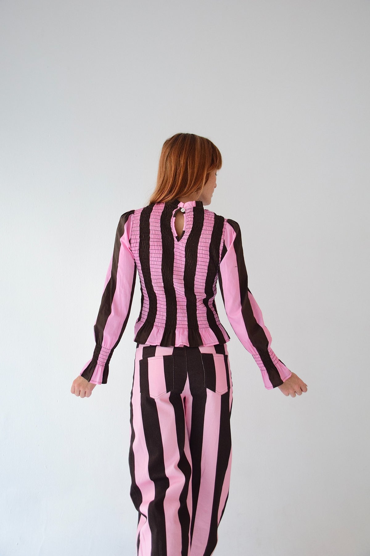 Blusa Chía Rayas Marrón y Rosa