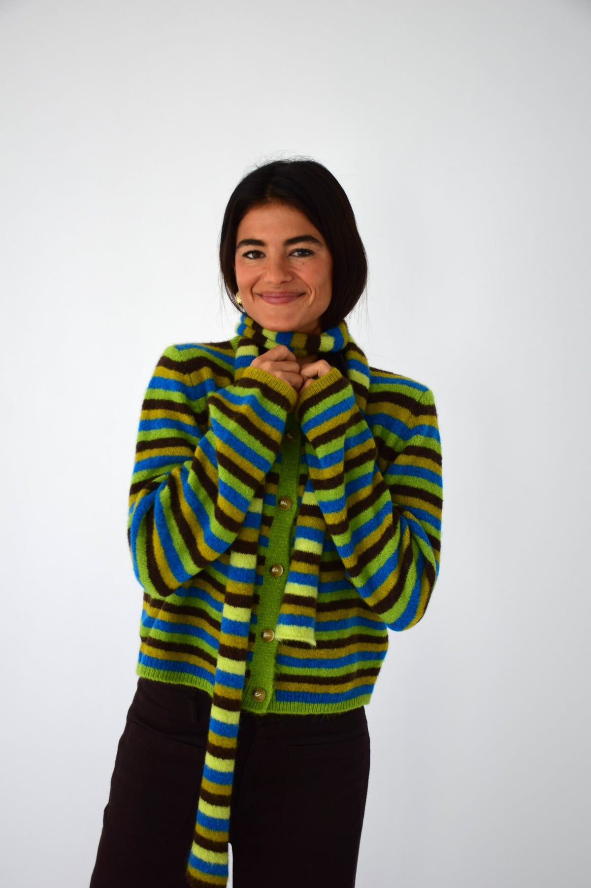 Cárdigan Ángela Verde y Marrón
