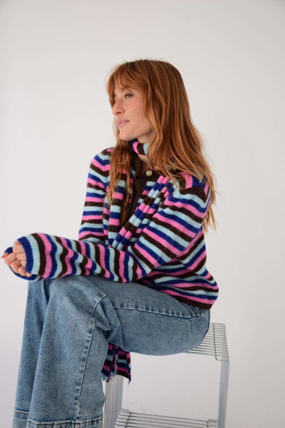 Cárdigan Ángela Azul y Marrón