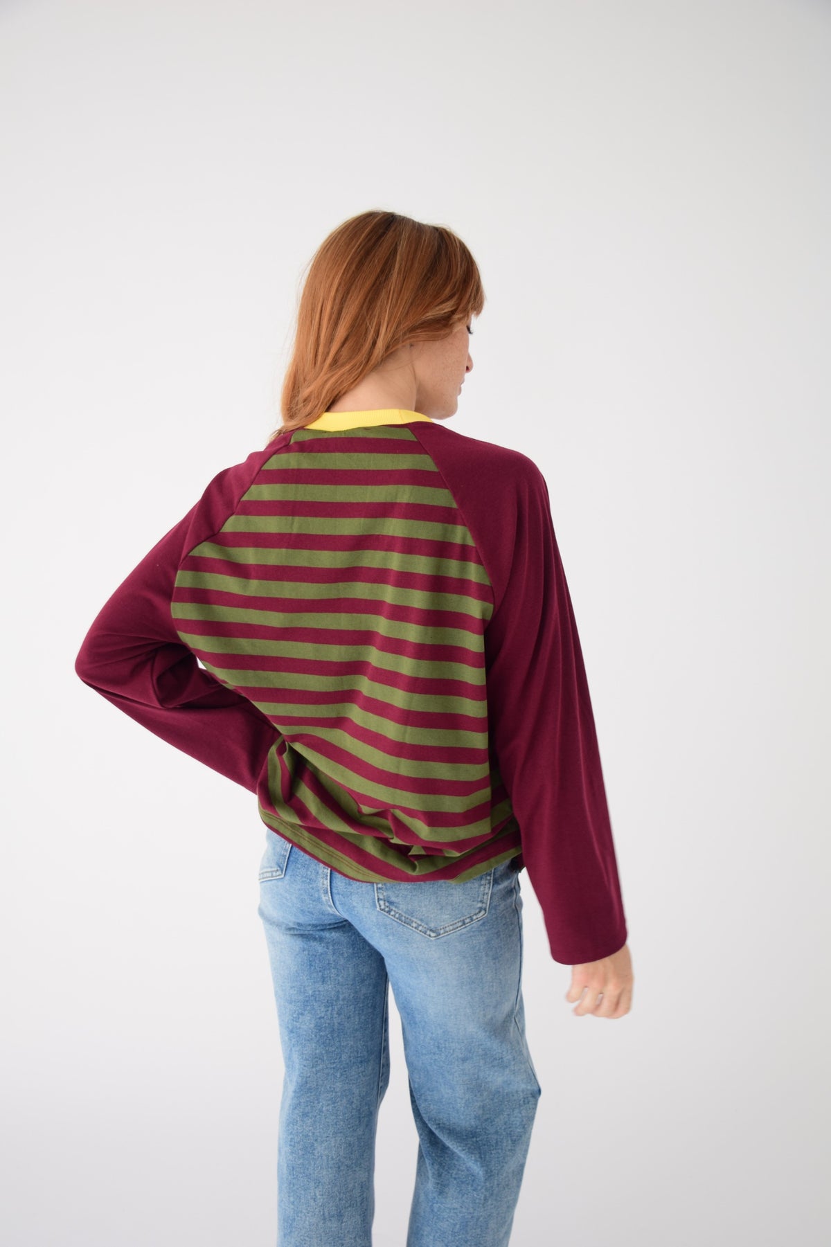 Carla T-Shirt in Khaki and Burgundy