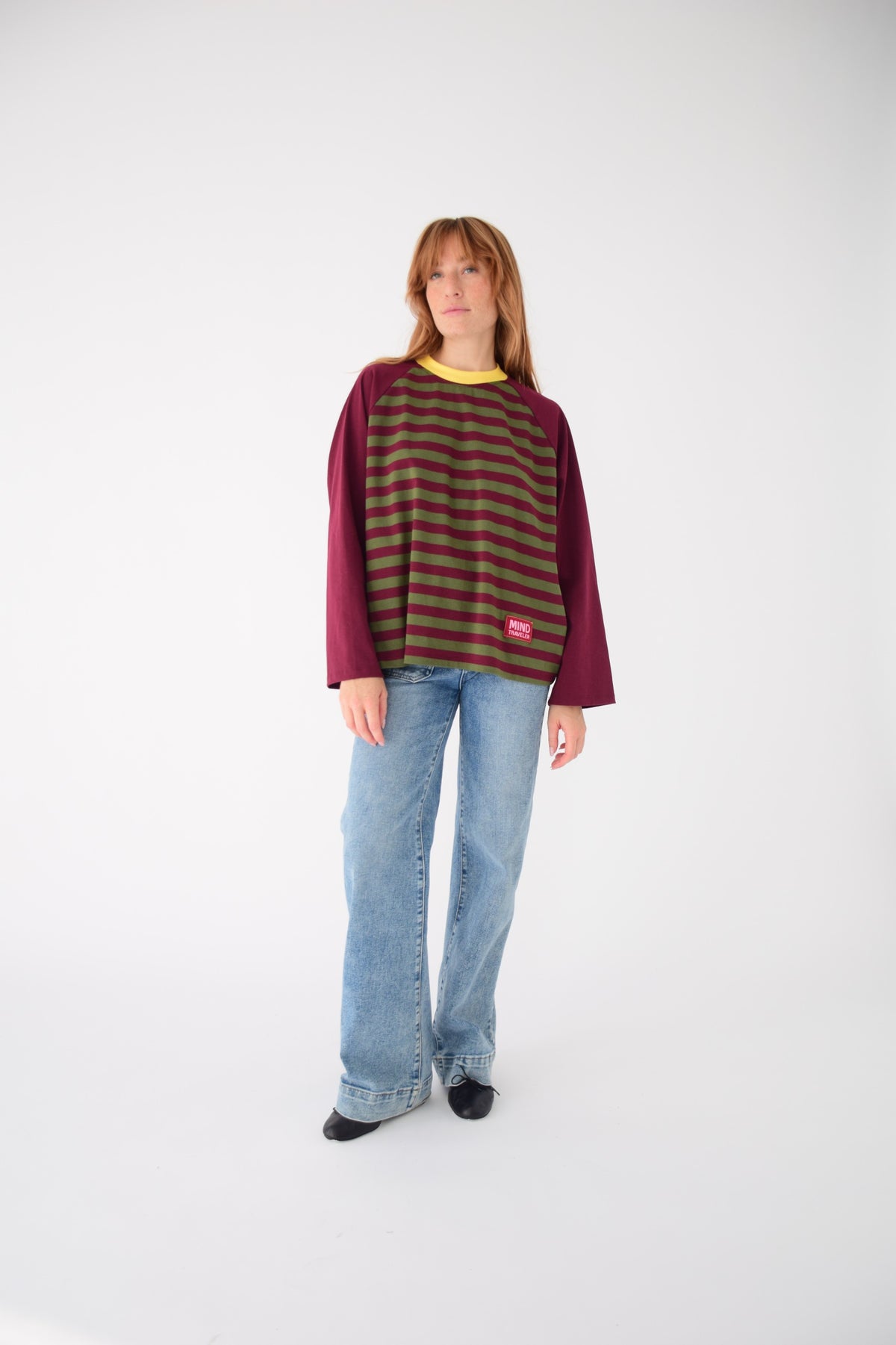 Carla T-Shirt in Khaki and Burgundy