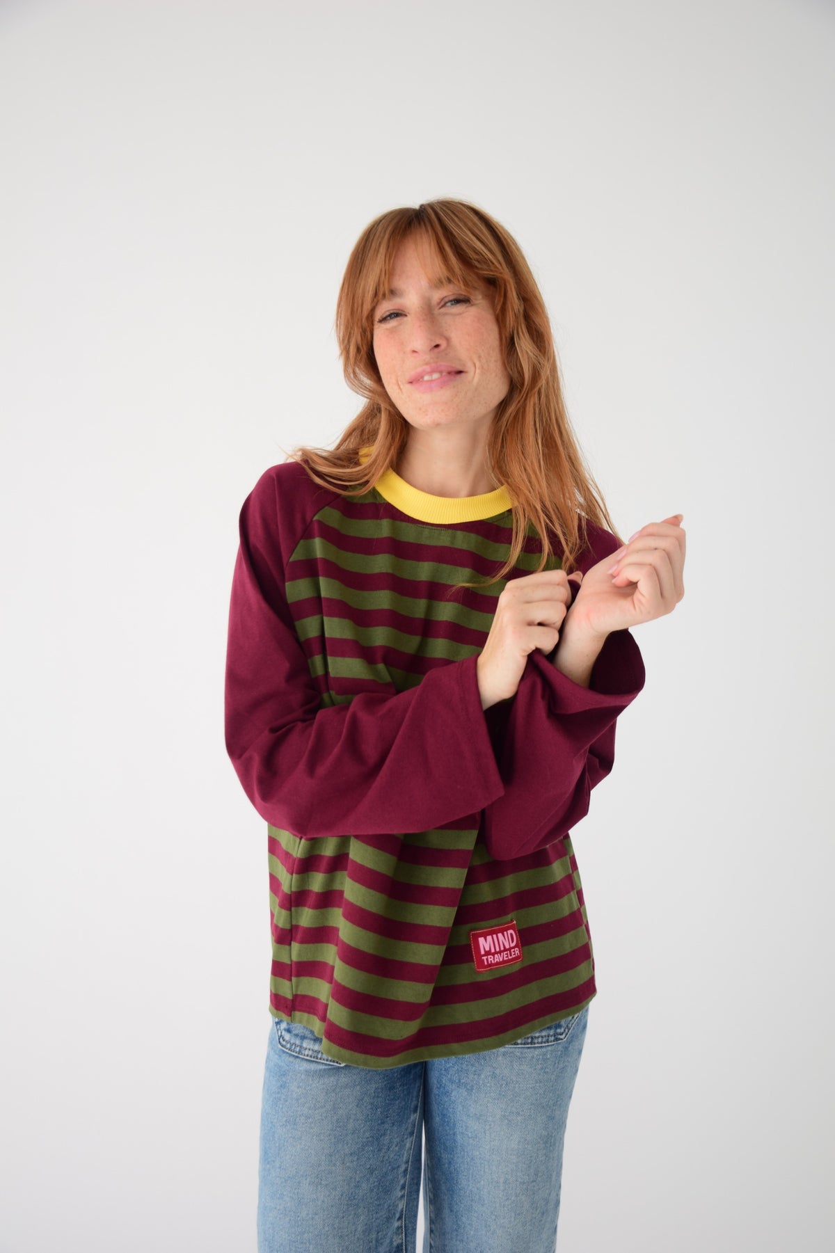 Carla T-Shirt in Khaki and Burgundy