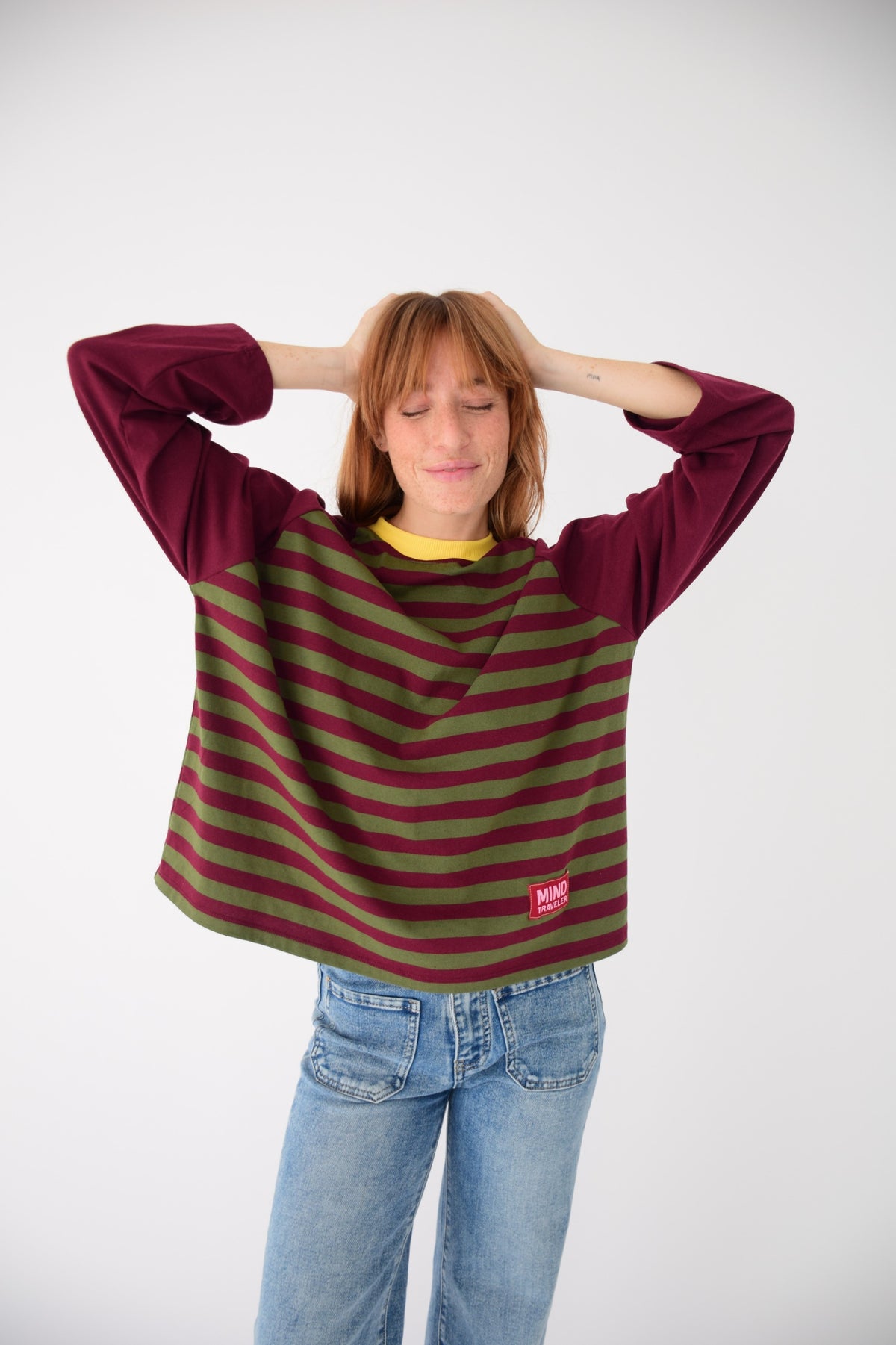 Carla T-Shirt in Khaki and Burgundy