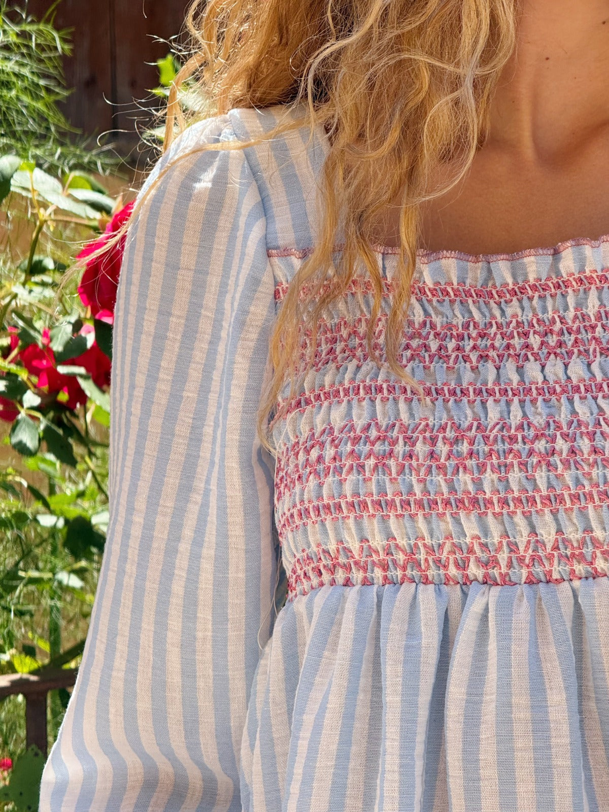 Light Blue Striped Moon Blouse