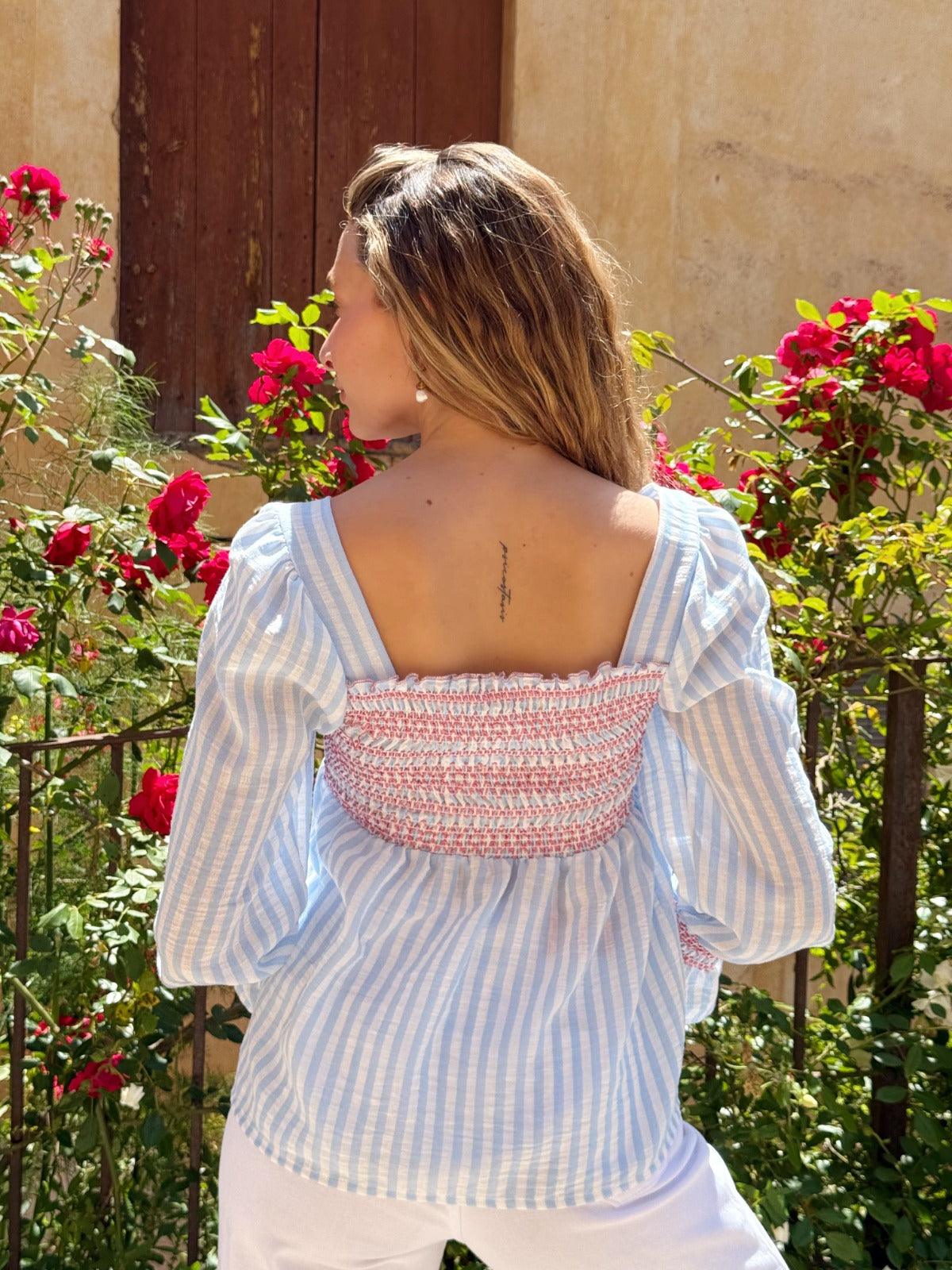 Light Blue Striped Moon Blouse