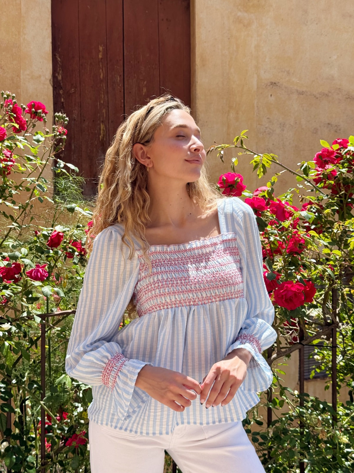 Light Blue Striped Moon Blouse