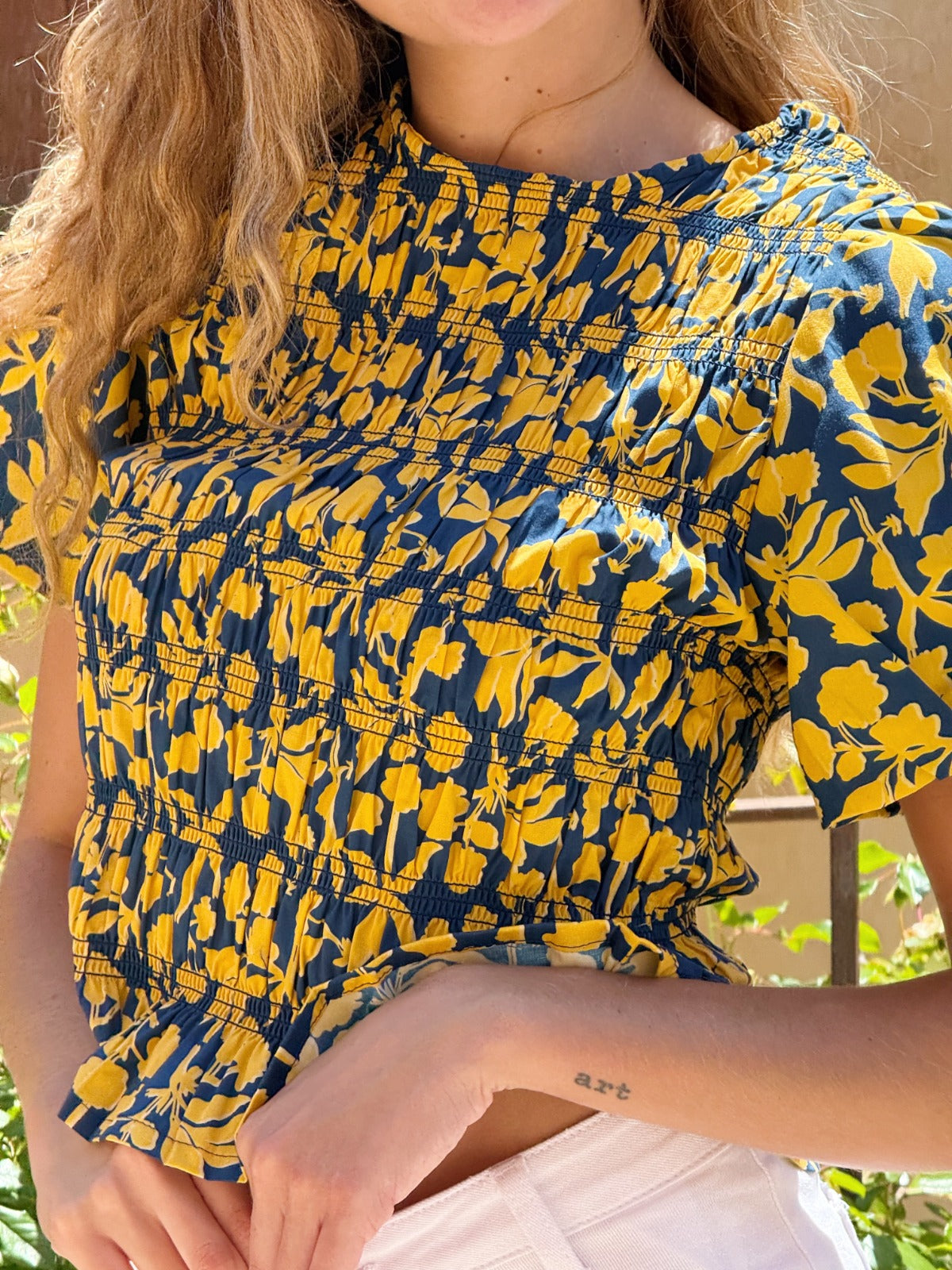 Beth Navy Yellow Blouse