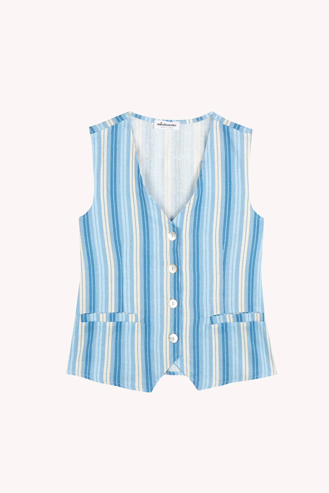 Top Chaleco Ana Azul Lino