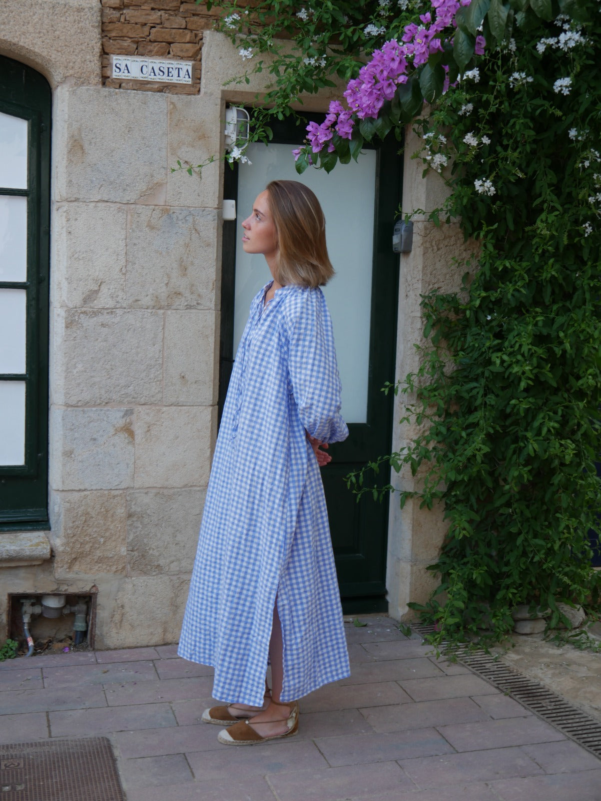 Vestido Matilde Vichy Celeste
