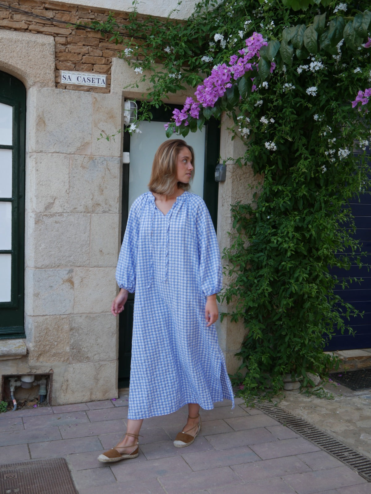 Vestido Matilde Vichy Celeste