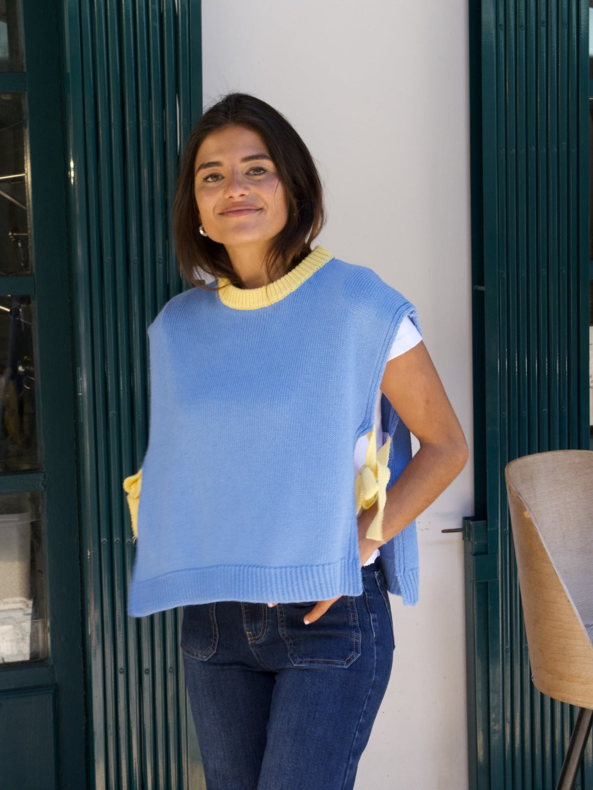Chaleco Julieta Azul y Amarillo