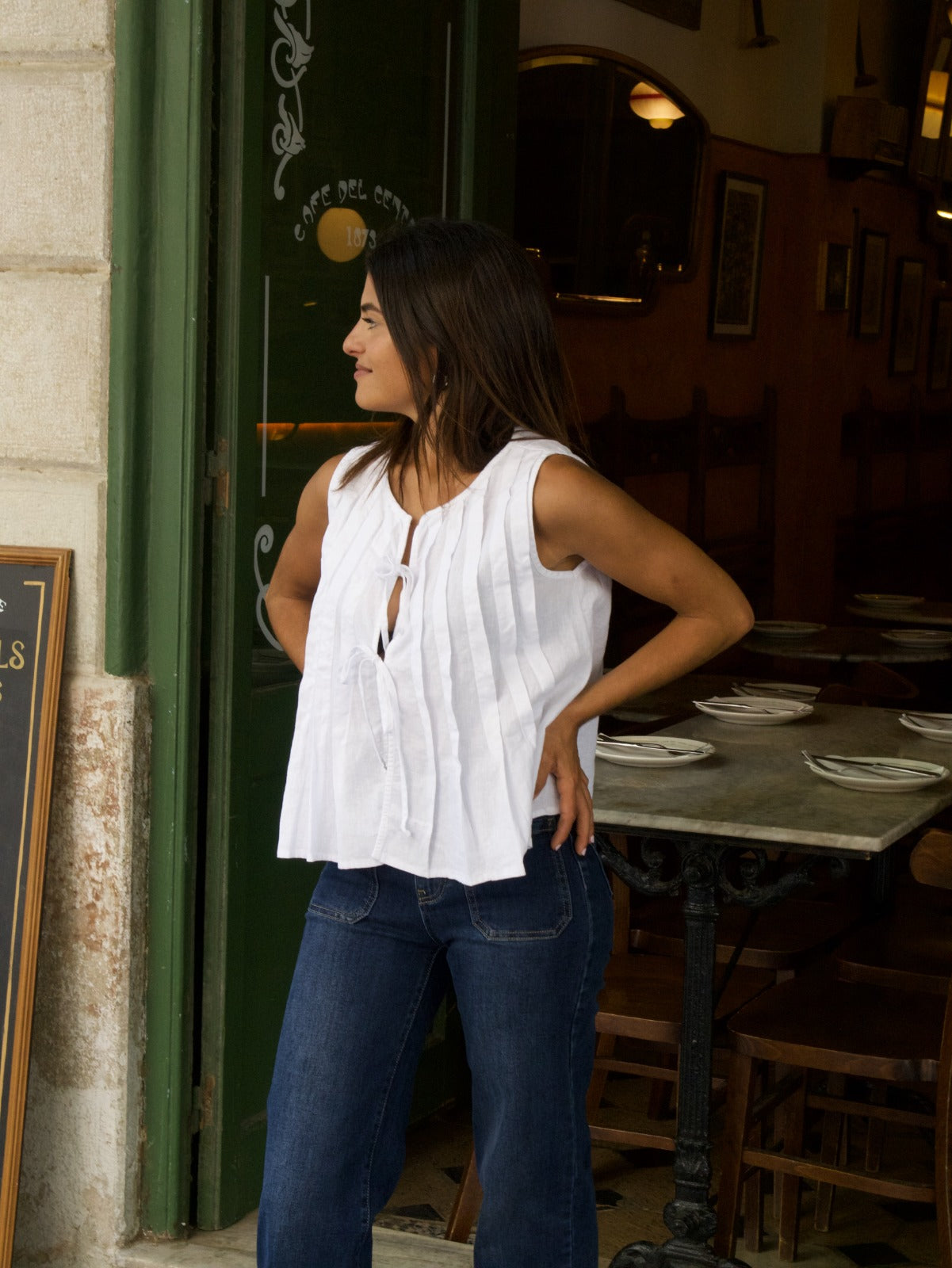 Gigi White Linen Top