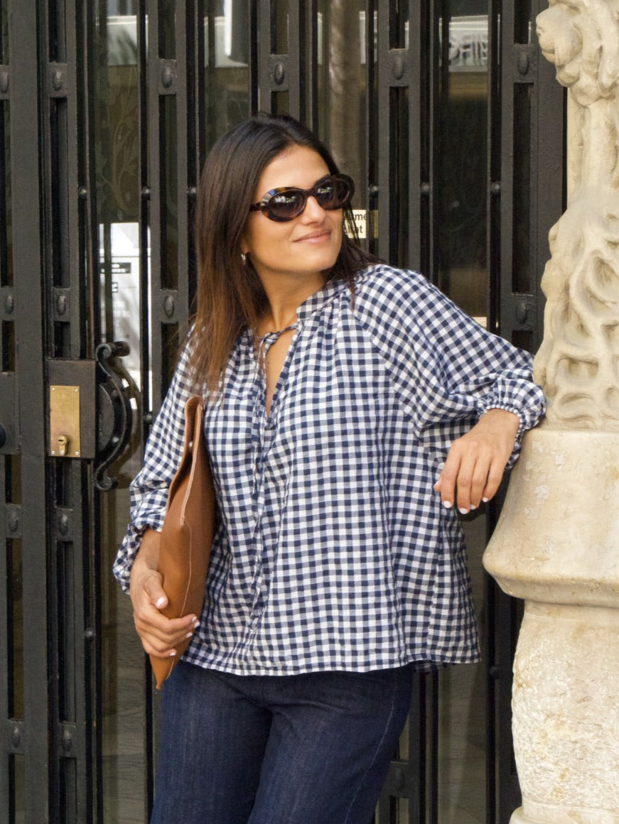 Matilde Navy Vichy Blouse