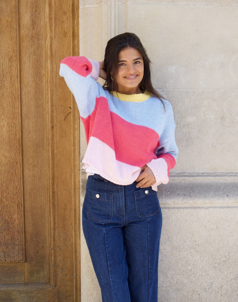 Jana Blue and Pink Sweater