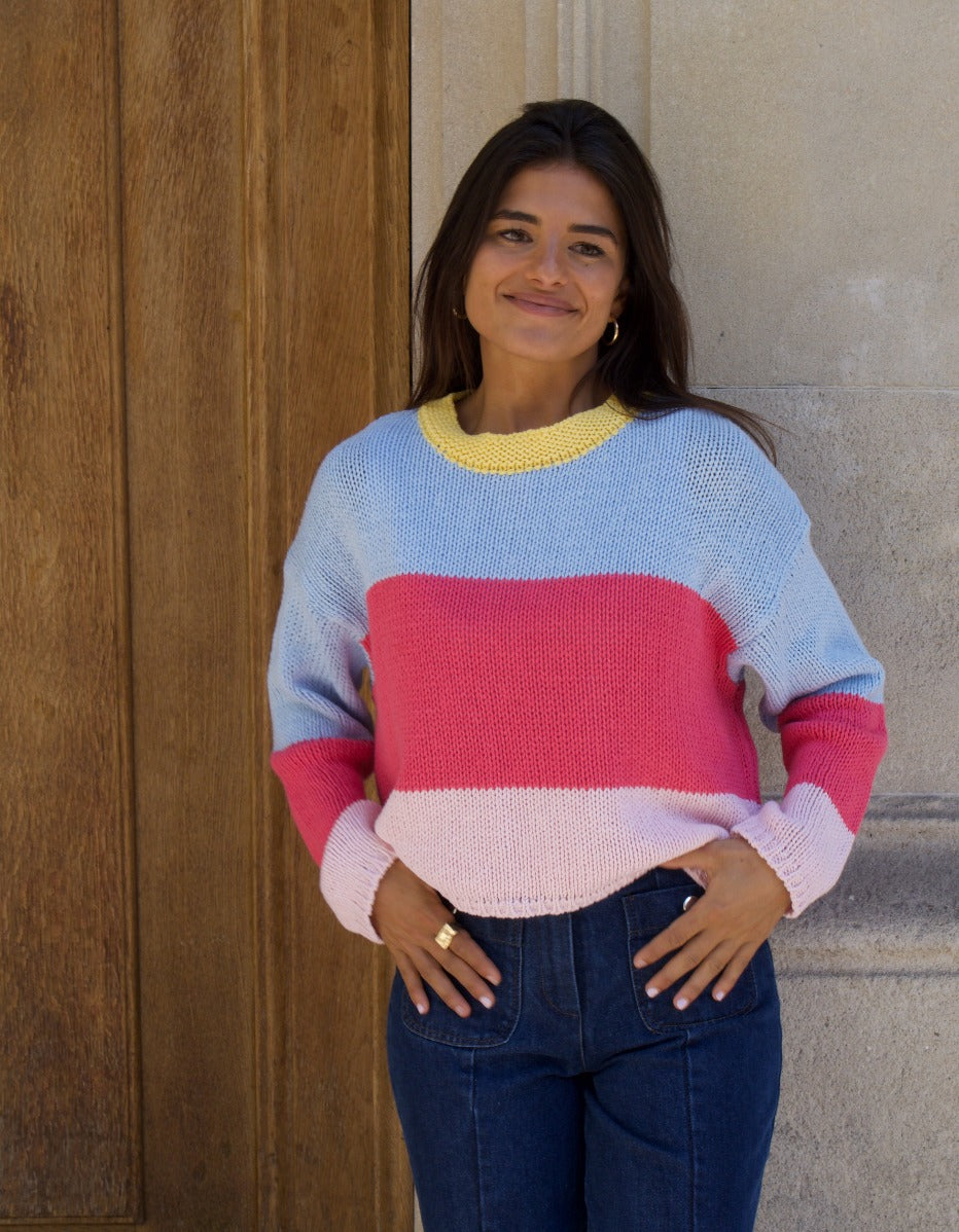 Jana Blue and Pink Sweater