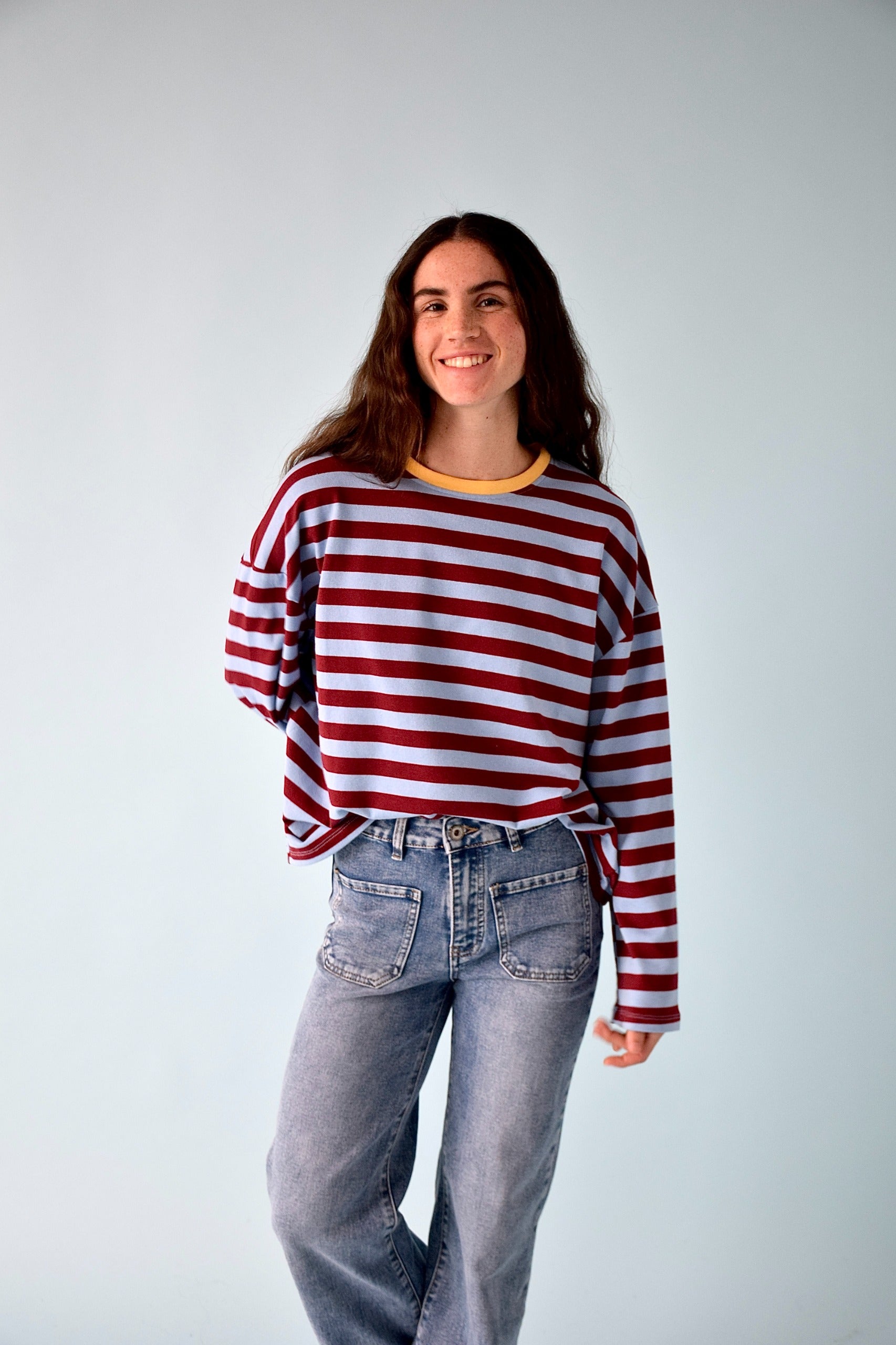 Camiseta Núria Azul y Burgundy