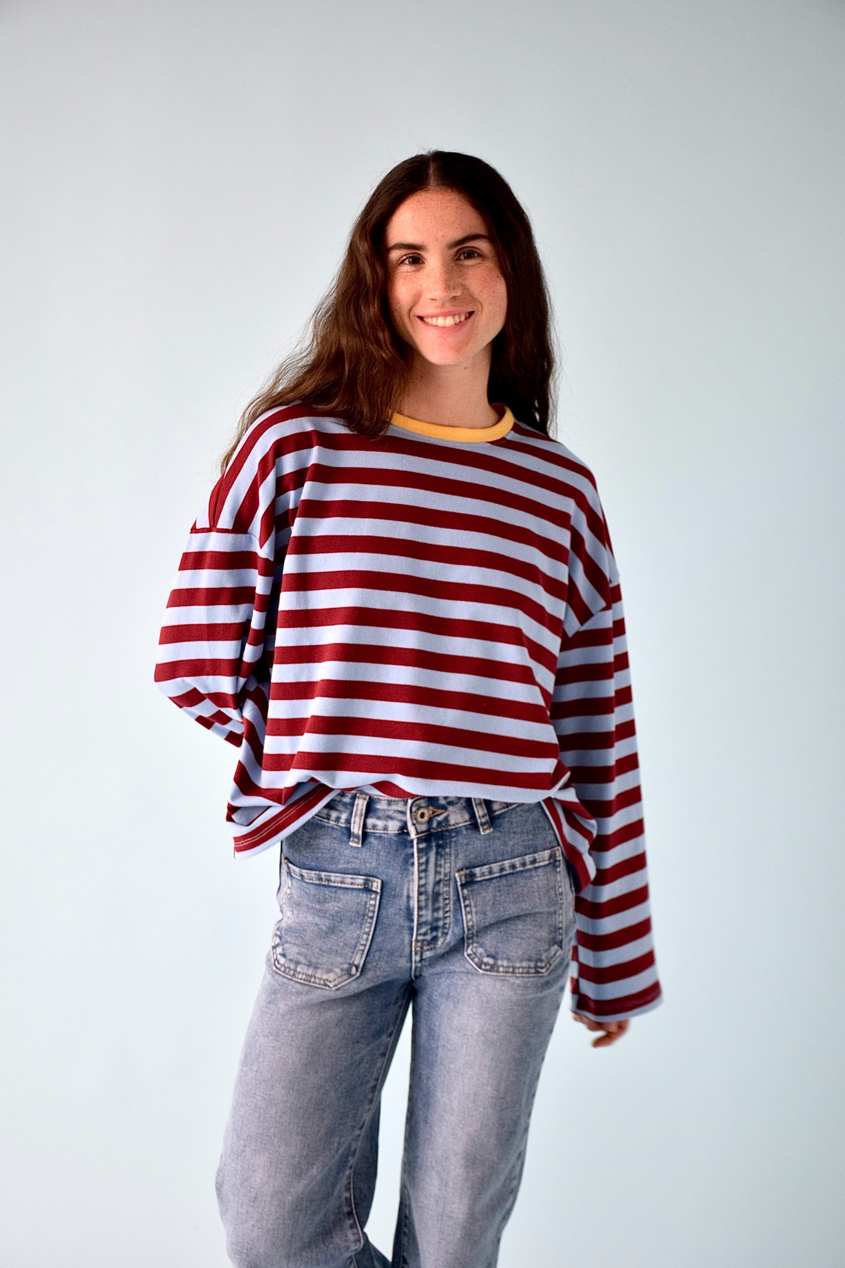 Camiseta Núria Azul y Burgundy