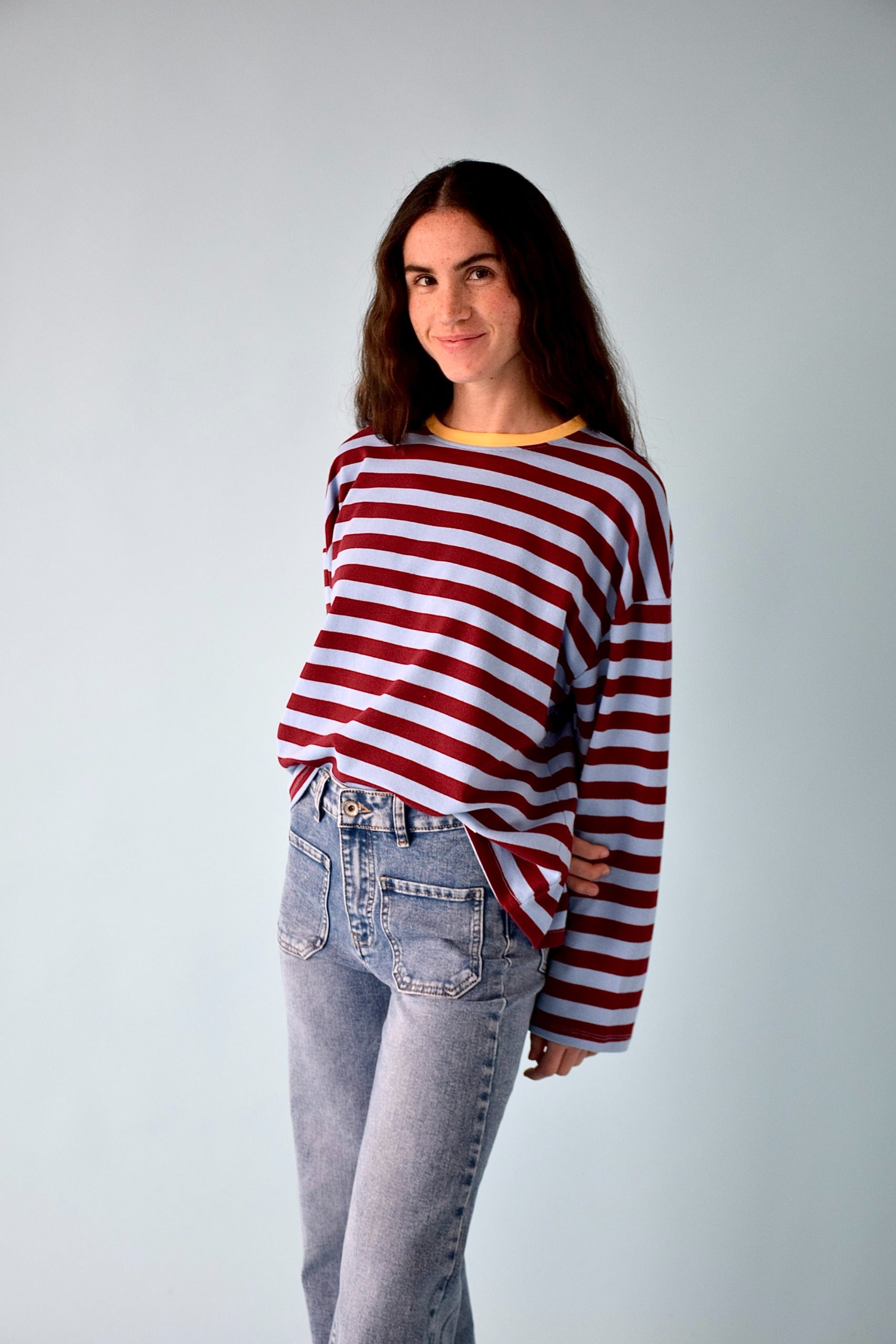 Camiseta Núria Azul y Burgundy