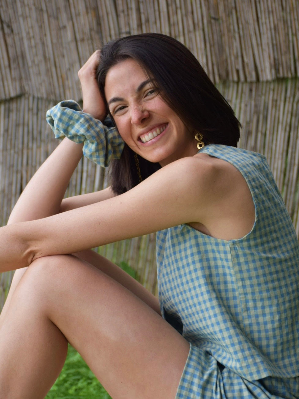 Blue Gingham Scrunchie