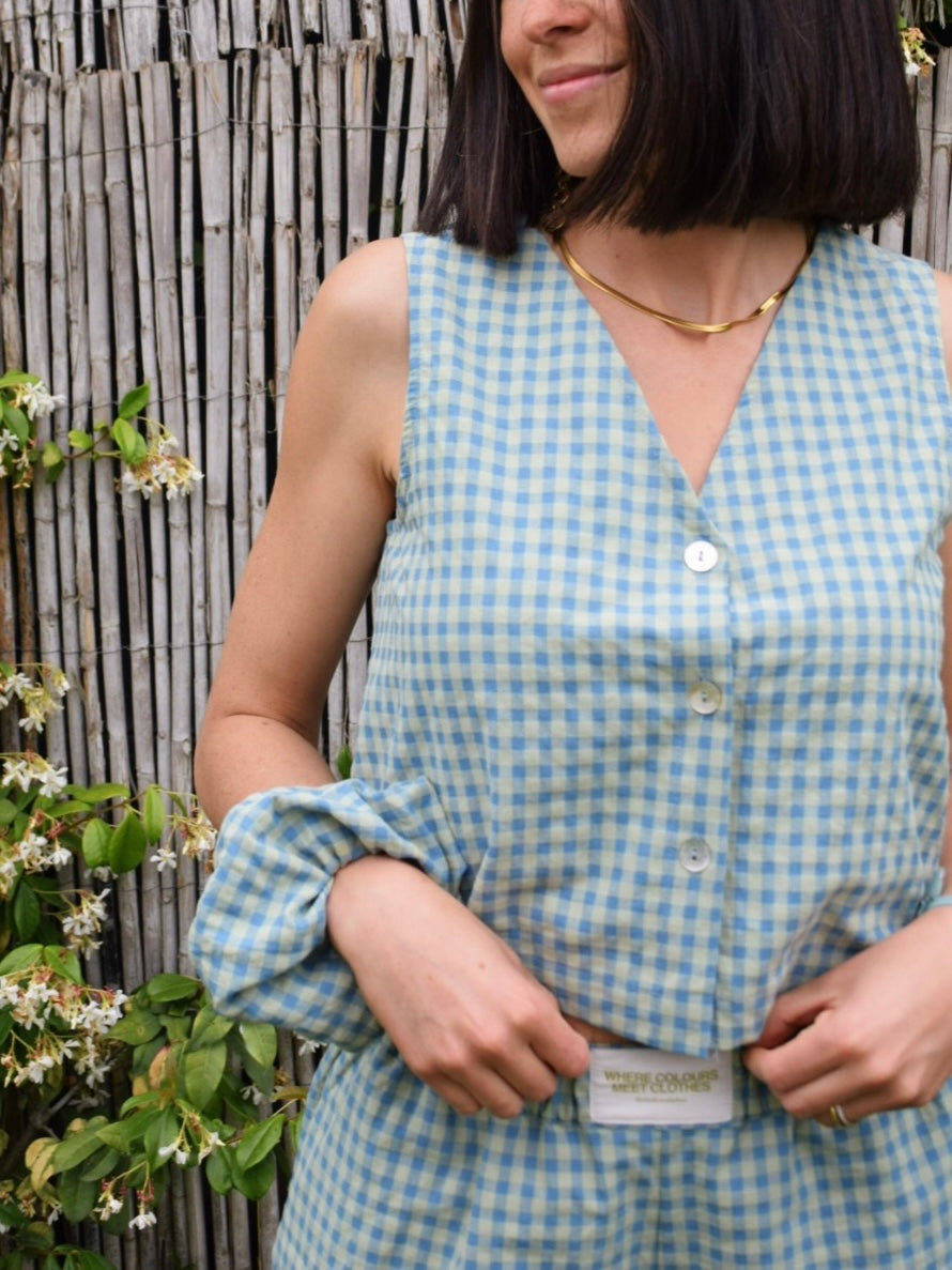 Blue Gingham Scrunchie