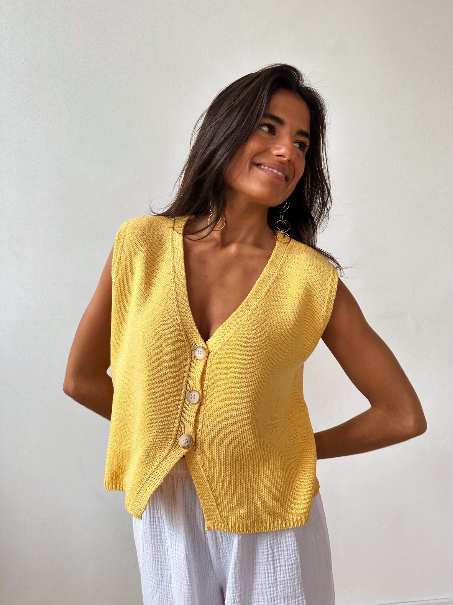 Rous Yellow Cotton Vest
