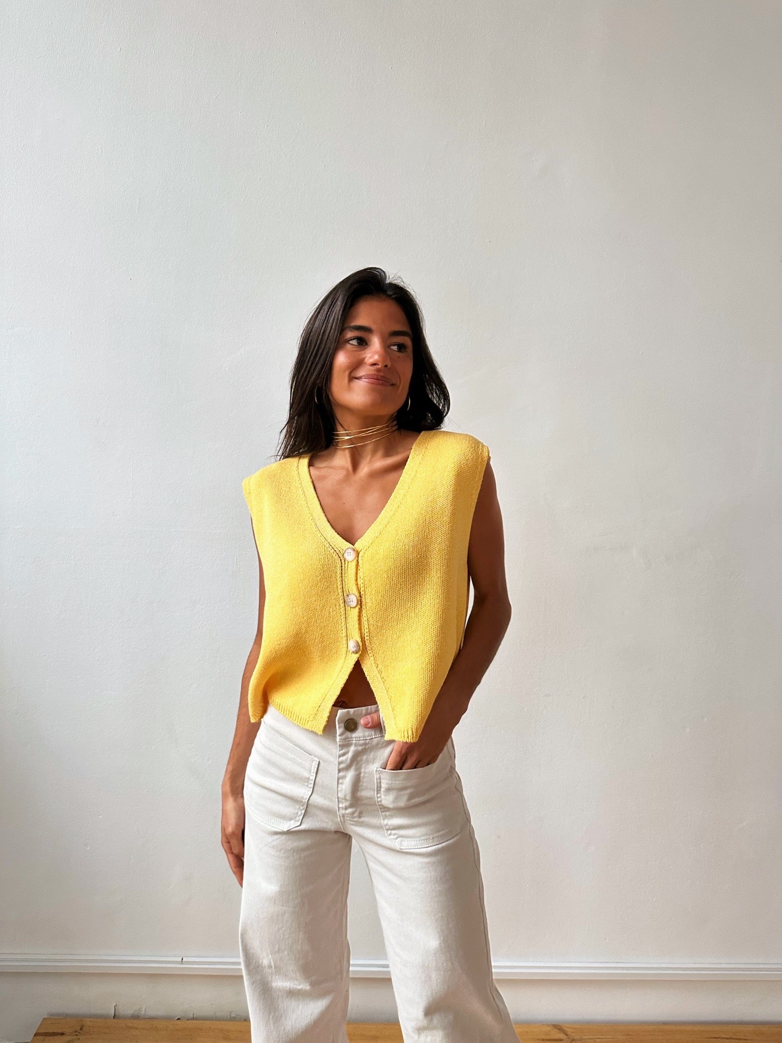 Rous Yellow Cotton Vest