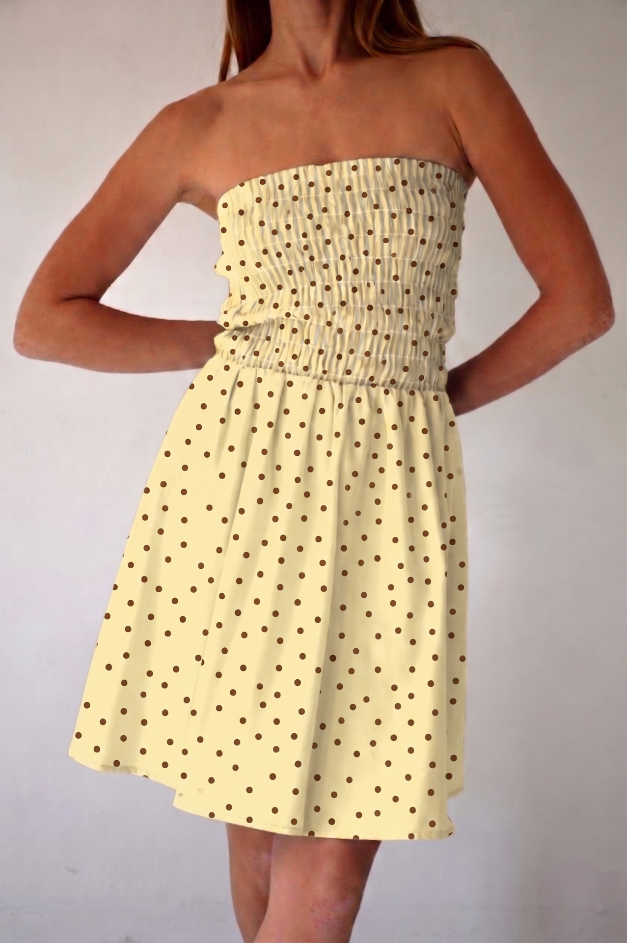 Vestido Emily Topos Amarillo Corto