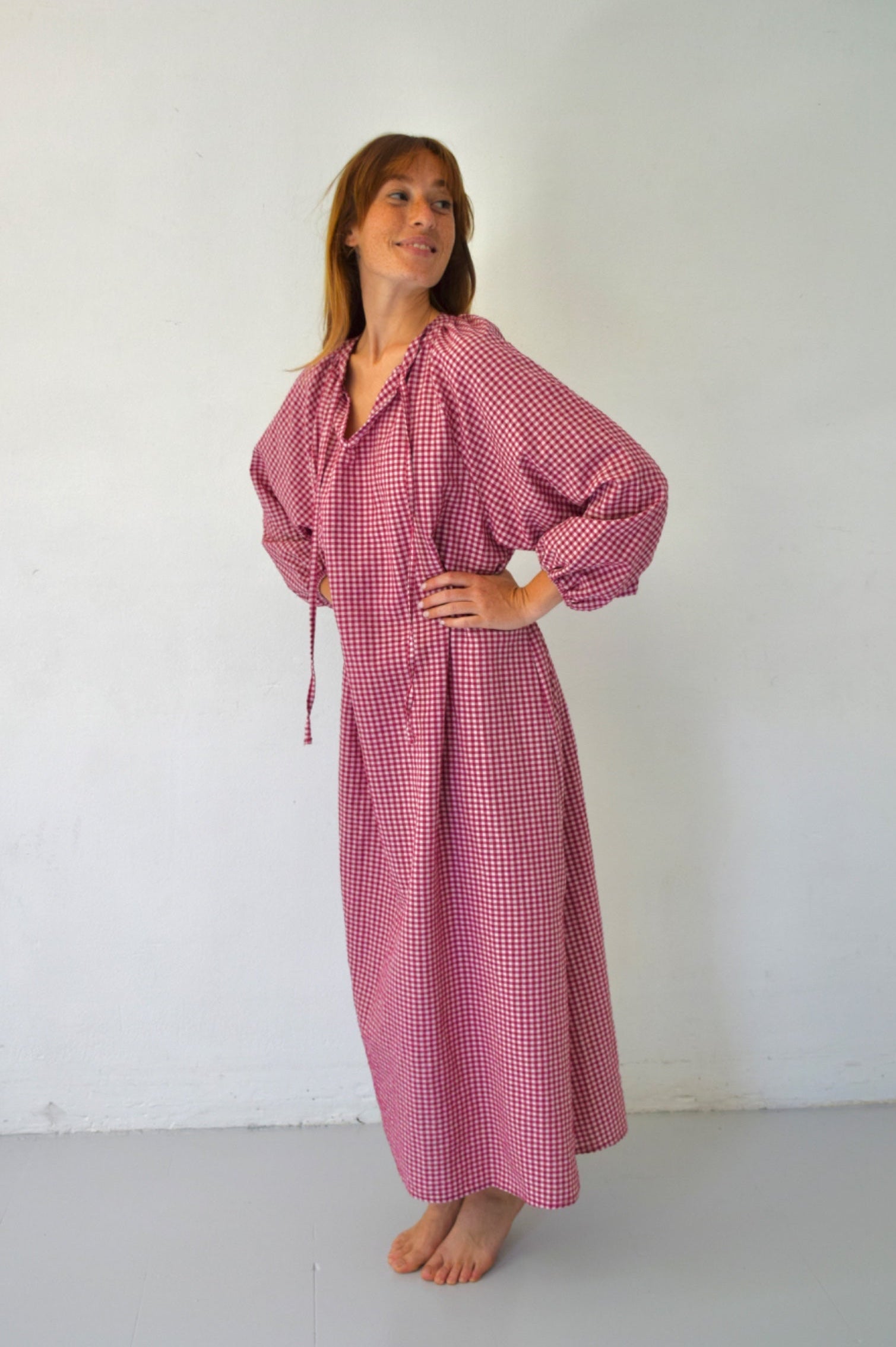 Vestido Matilde Vichy Burgundy