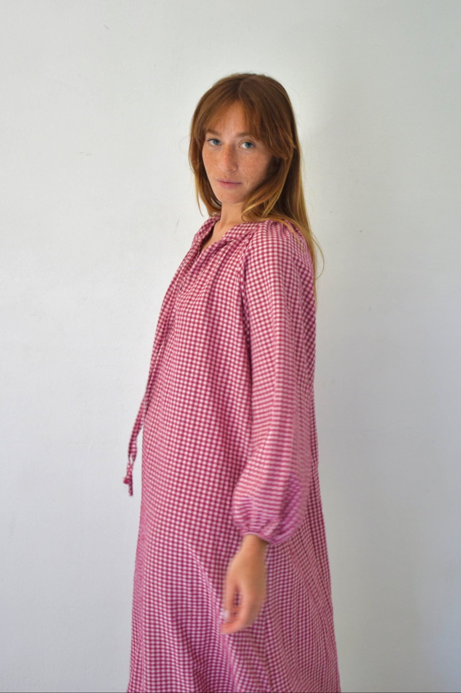 Vestido Matilde Vichy Burgundy
