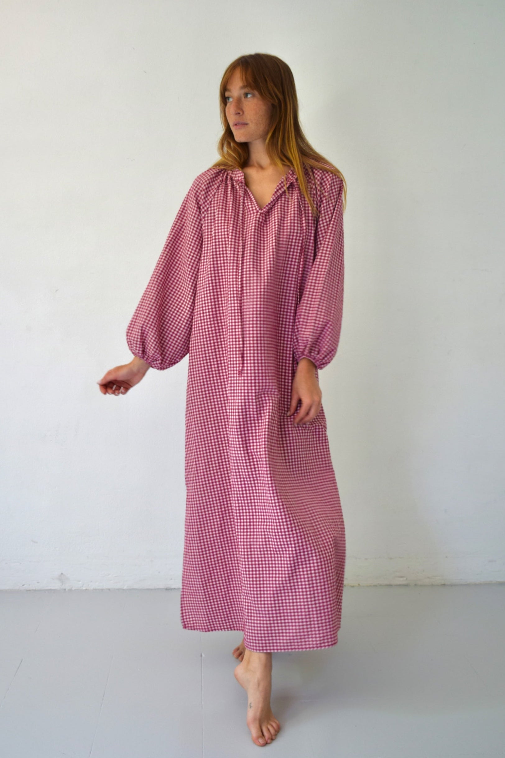 Vestido Matilde Vichy Burgundy