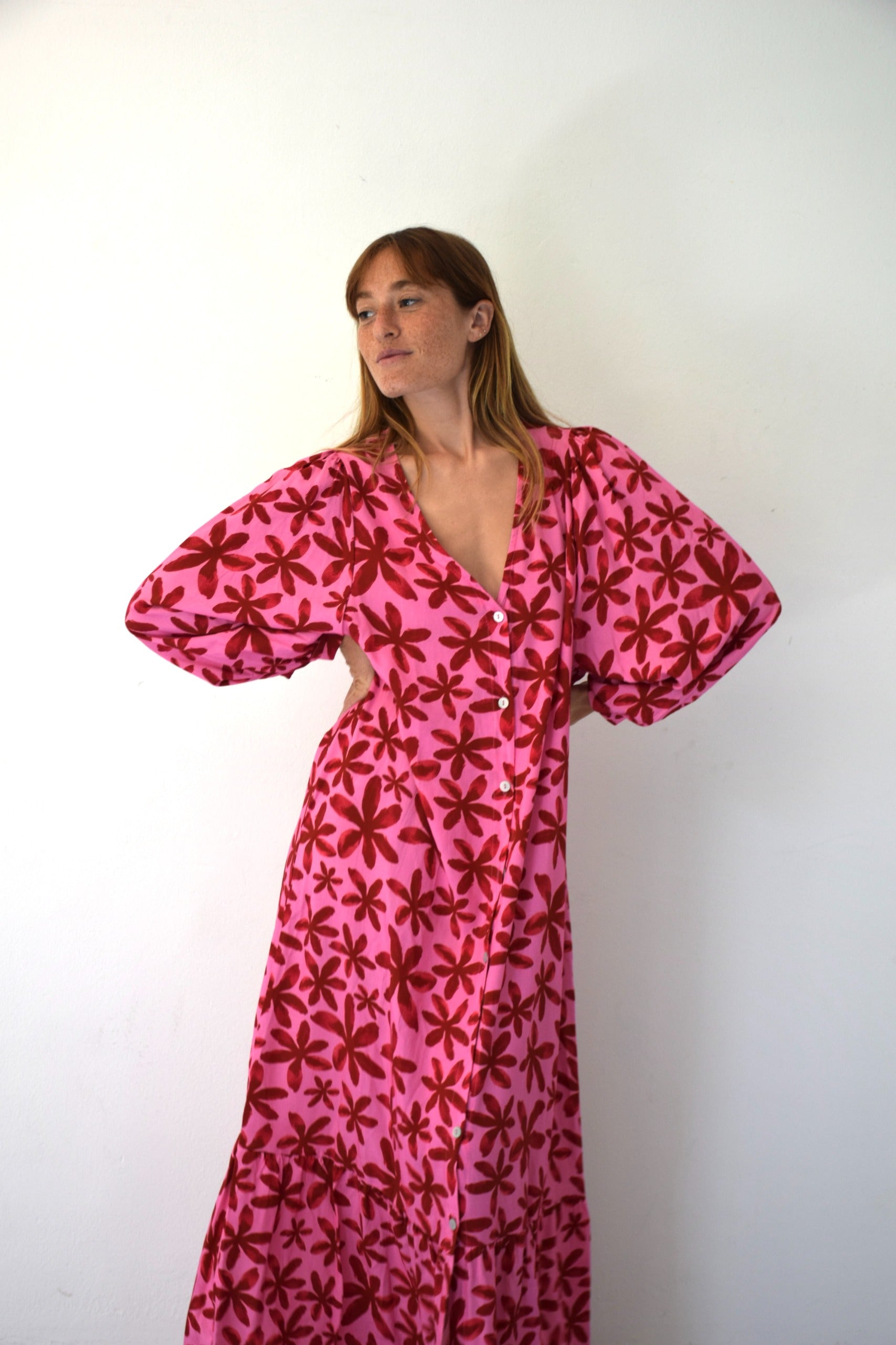 Vestido Micaela Flores Rosa