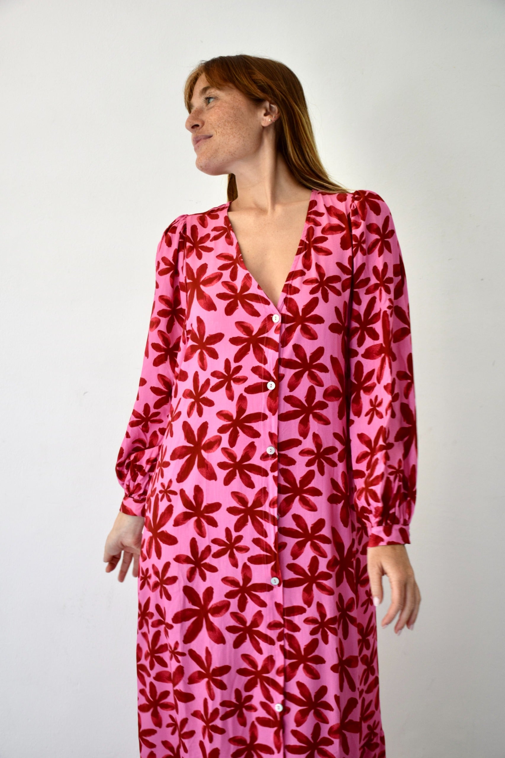 Vestido Micaela Flores Rosa